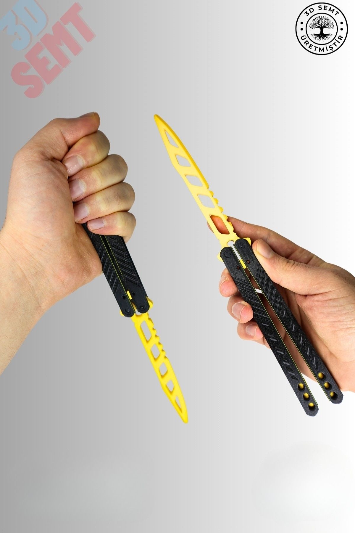3DSEMT Plastik Antreman Kelebeği | Butterfly Knife | Dayanıklı Eğitim Aleti | Sarı Renk Ve Kolay Kullanım