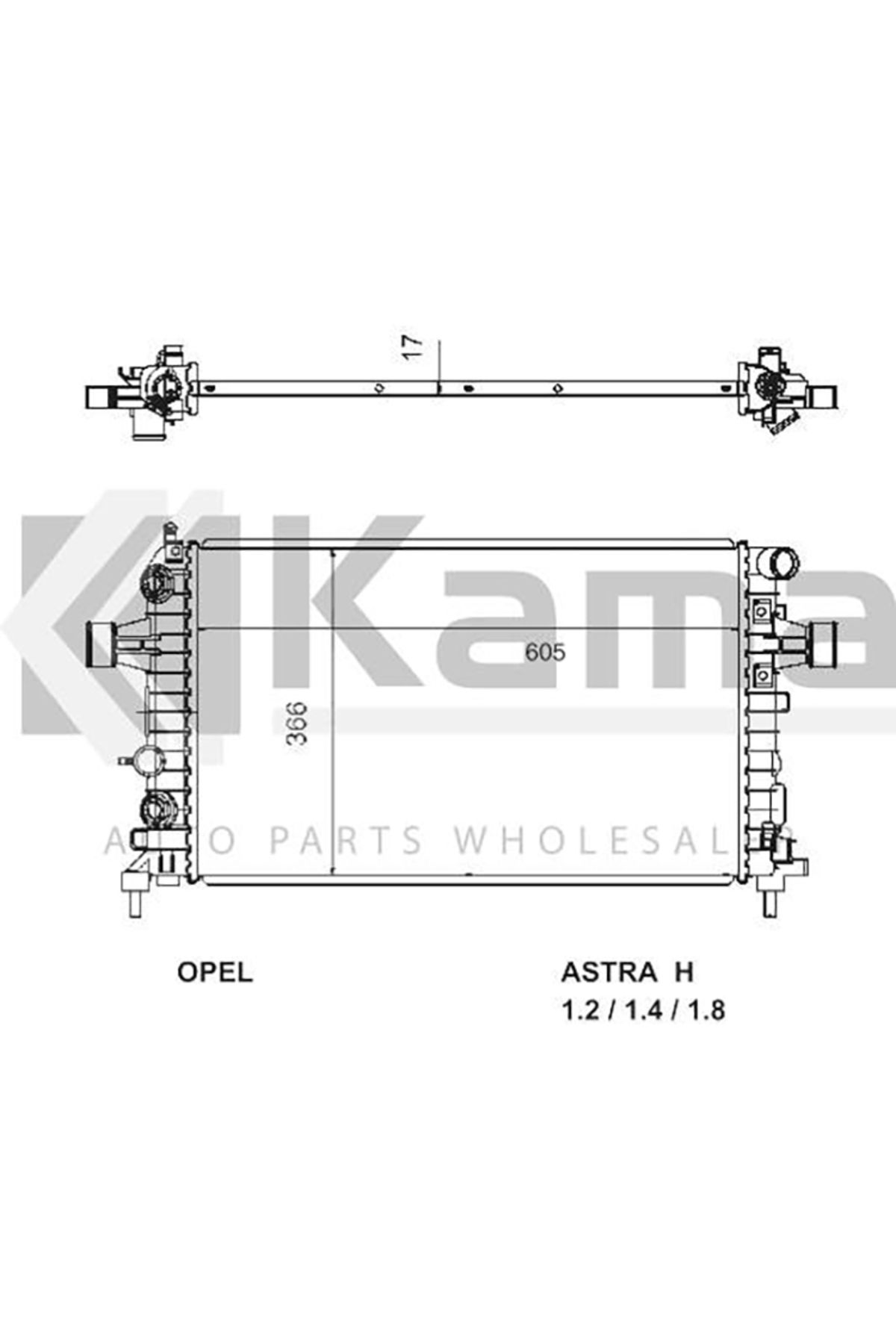 mette 1300265 SU RADYATÖRÜ (605x366x17) OPEL ASTRA-H (Z1.4XEP) 04-