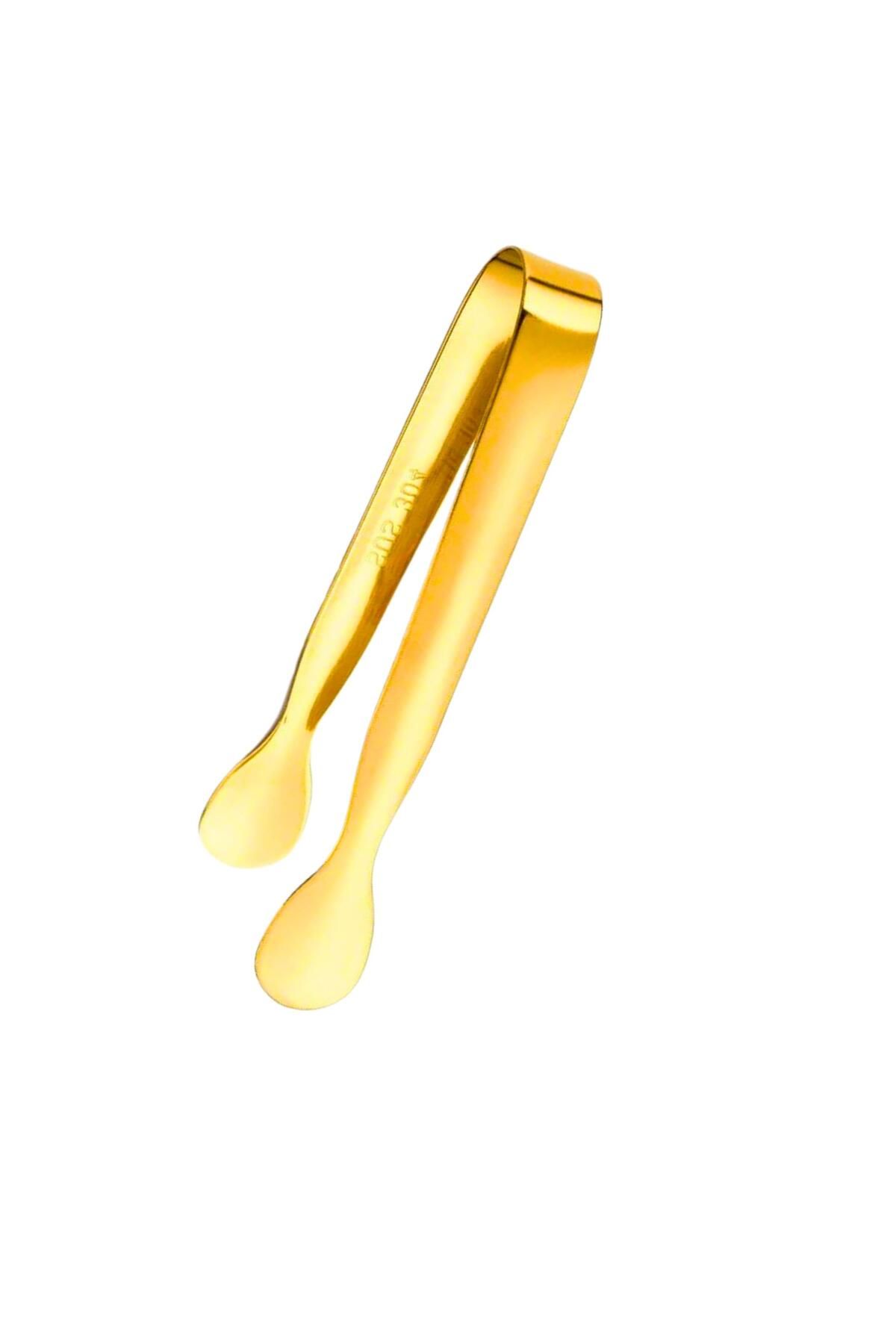 PERLOTUS-304 Steel Mini Gold 11 cm Ice and Candy Tongs 7