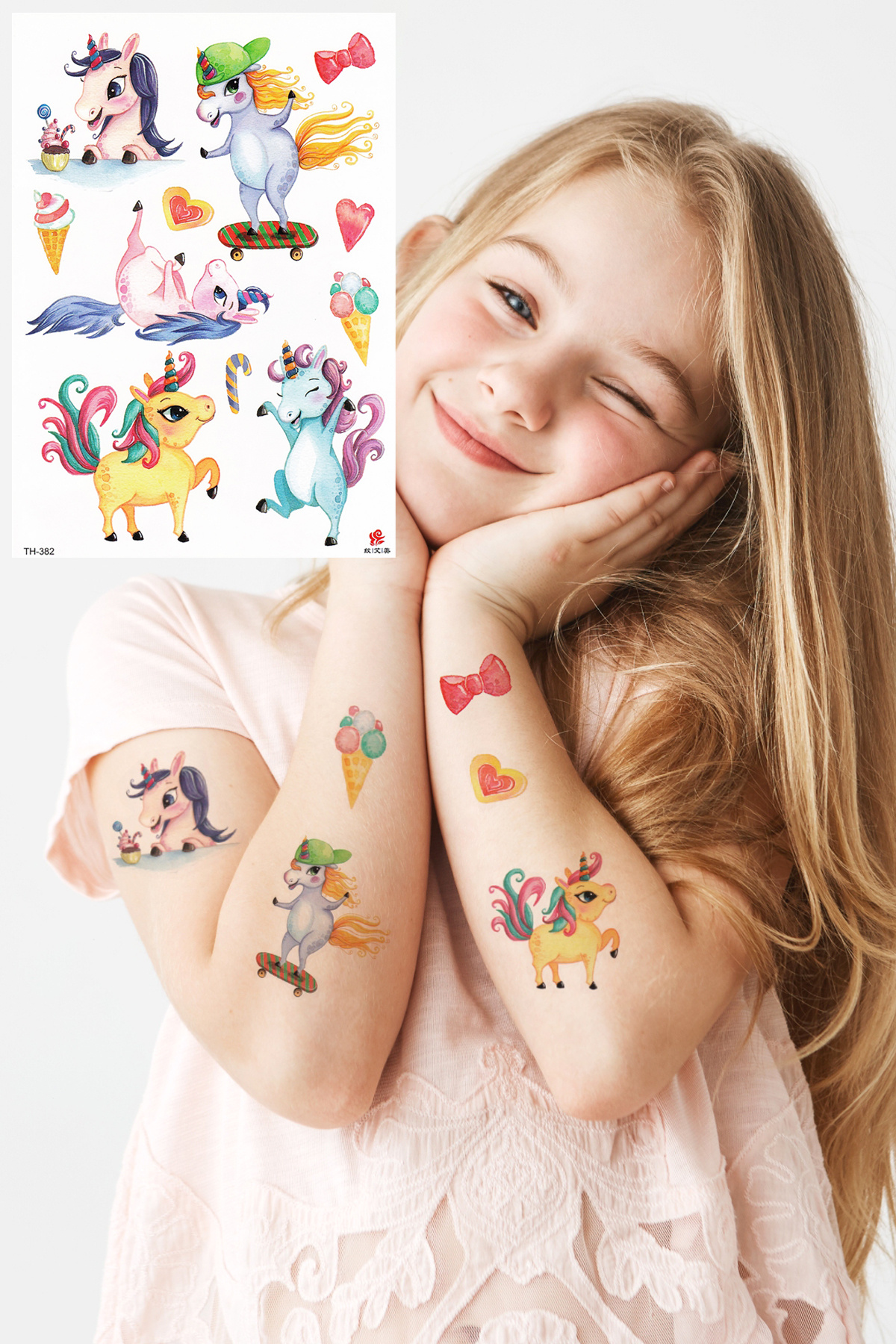 BP Tattoo Renkli Unicorn Geçici Çocuk Dövmesi Unicorn Tattoo