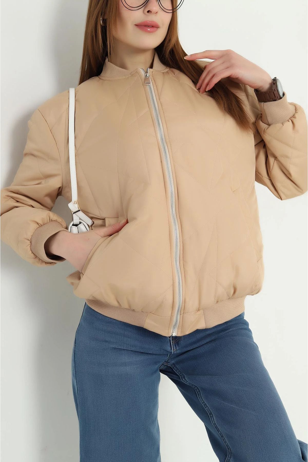 vuvutasarım-New Season Beige Quilted Lined Puffer Jacket 2