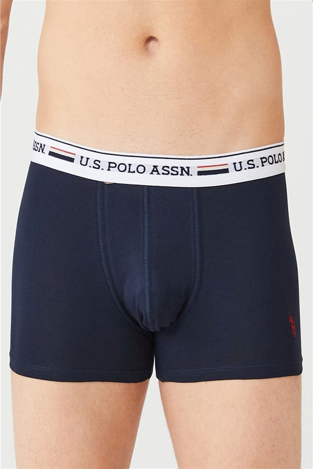 U.S. Polo Assn.-80431 بوكسر رجالي باللون الرمادي والأحمر والأزرق الداكن مكون من 3 قطع 2