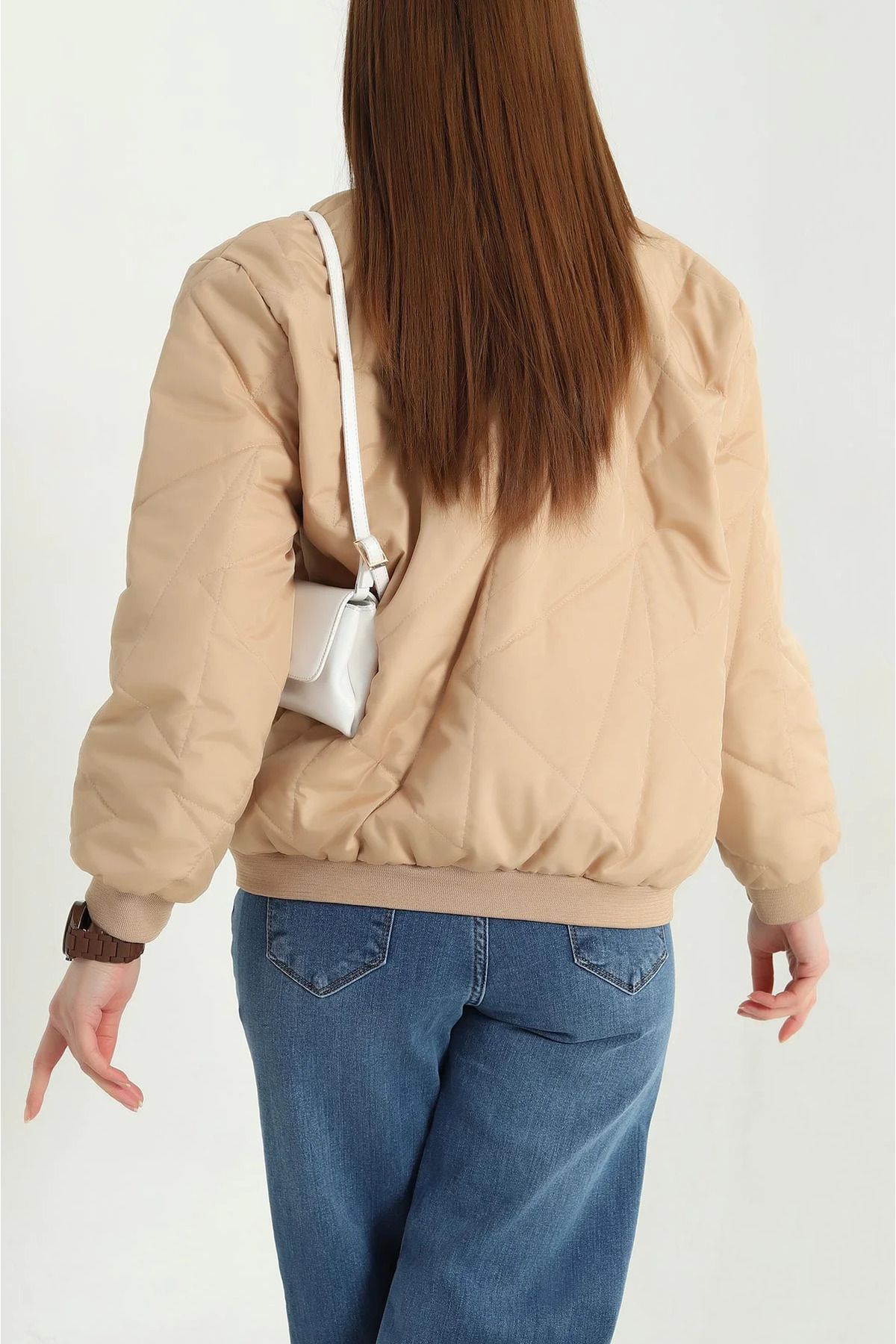 vuvutasarım-New Season Beige Quilted Lined Puffer Jacket 3