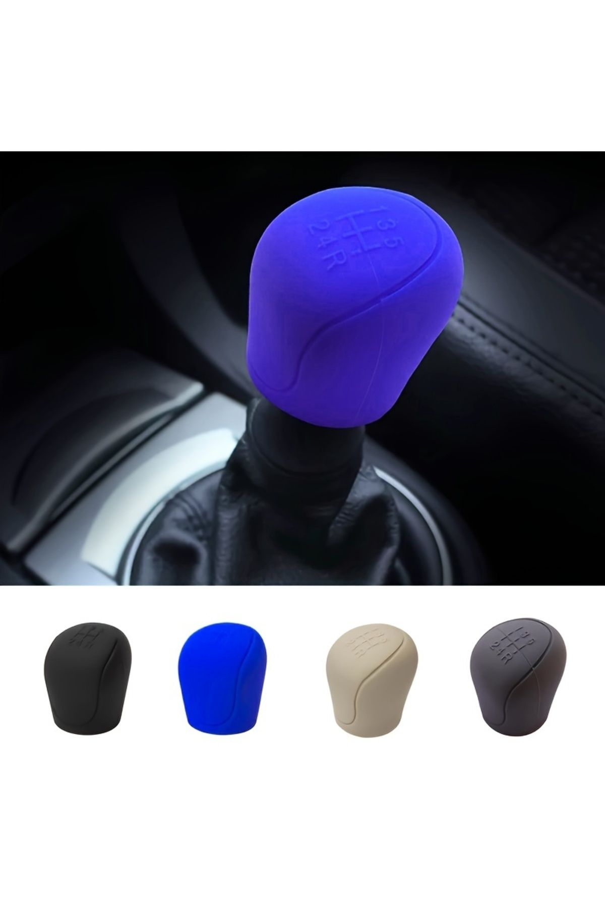 Choice-Black Car Silicone Gear Shift Knob Cover Gear Shift Non-Slip Grip Handle Protective Covers Manual 6 6