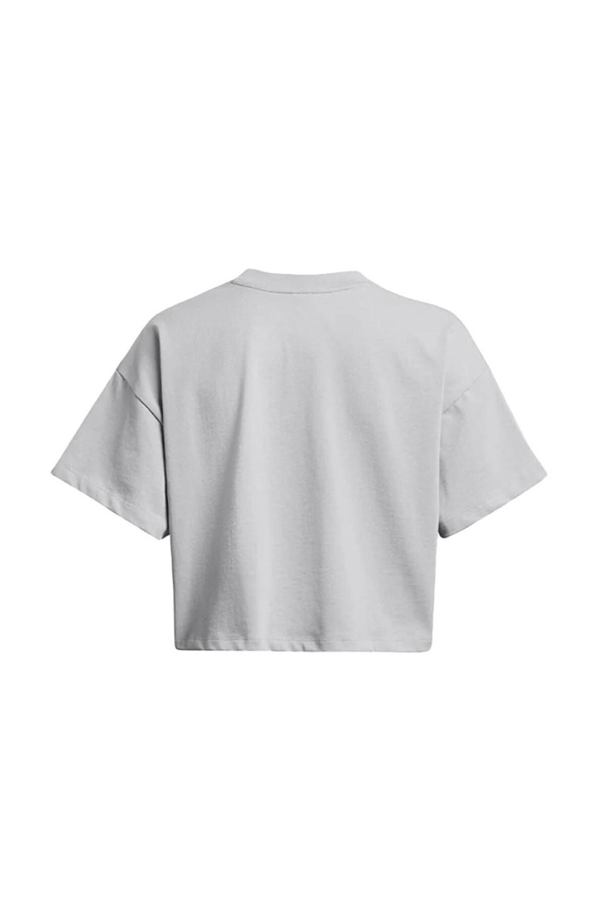 Under Armour-Μπλουζάκι με γκρι μοτίβο Ua Hw Scrıpted Wm Crop Ss 1383050 -011 Γυναικείο μπλουζάκι 2