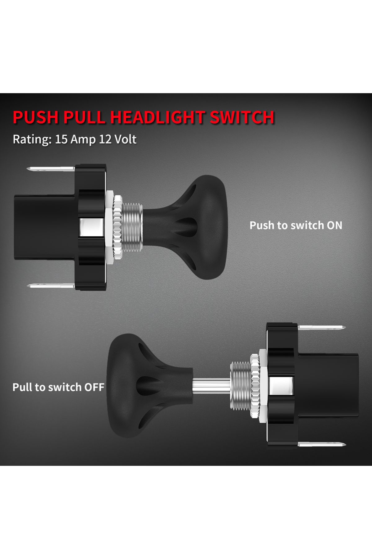 Daiertek-2pcs Golf Cart Push Pull Light Switch 12 Volt Universal Headlight Switch Button For Club... 4