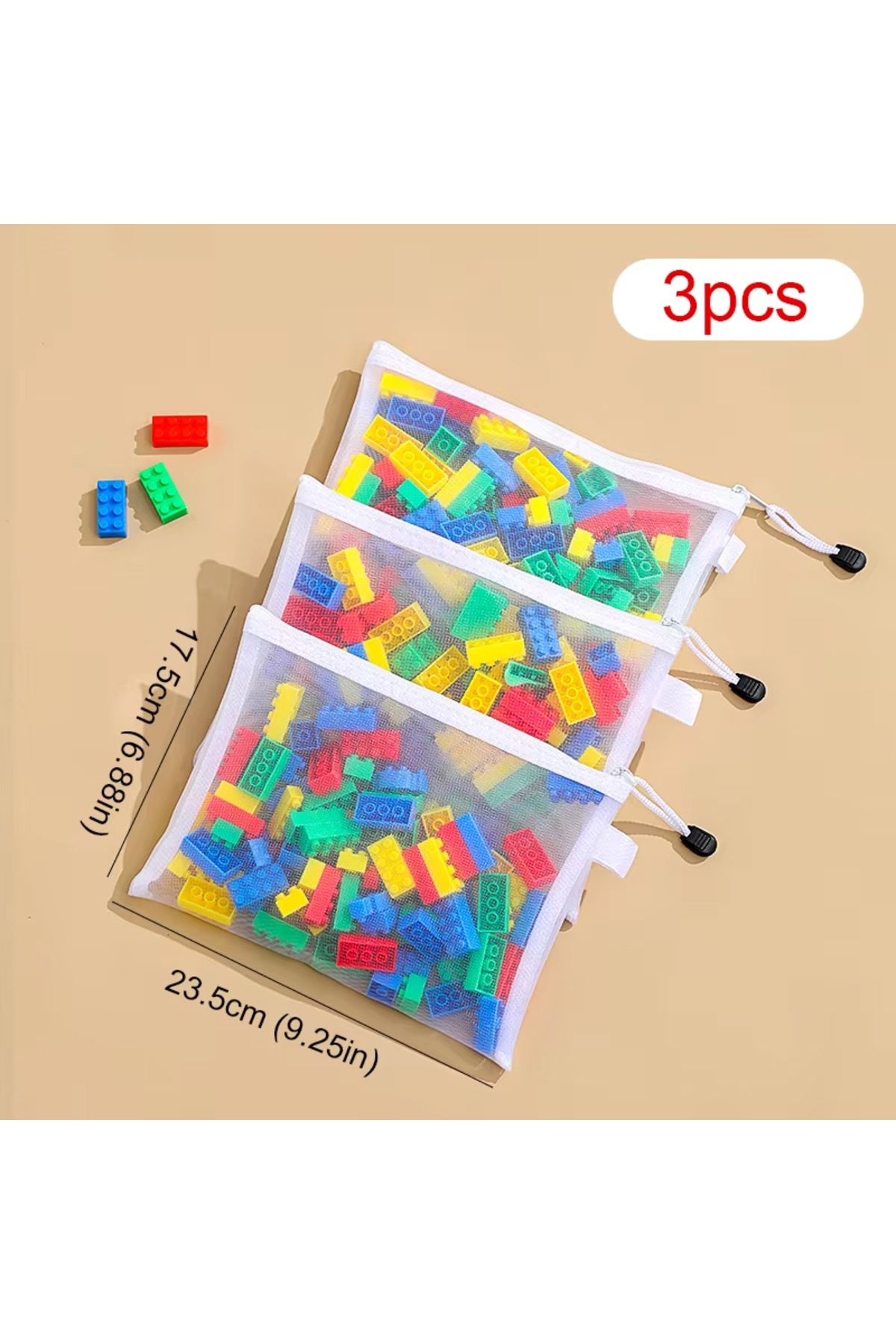 Choice-M 3PCS Children's puzzle building block toy storage classification bag transparent zipper mesh bag S 1