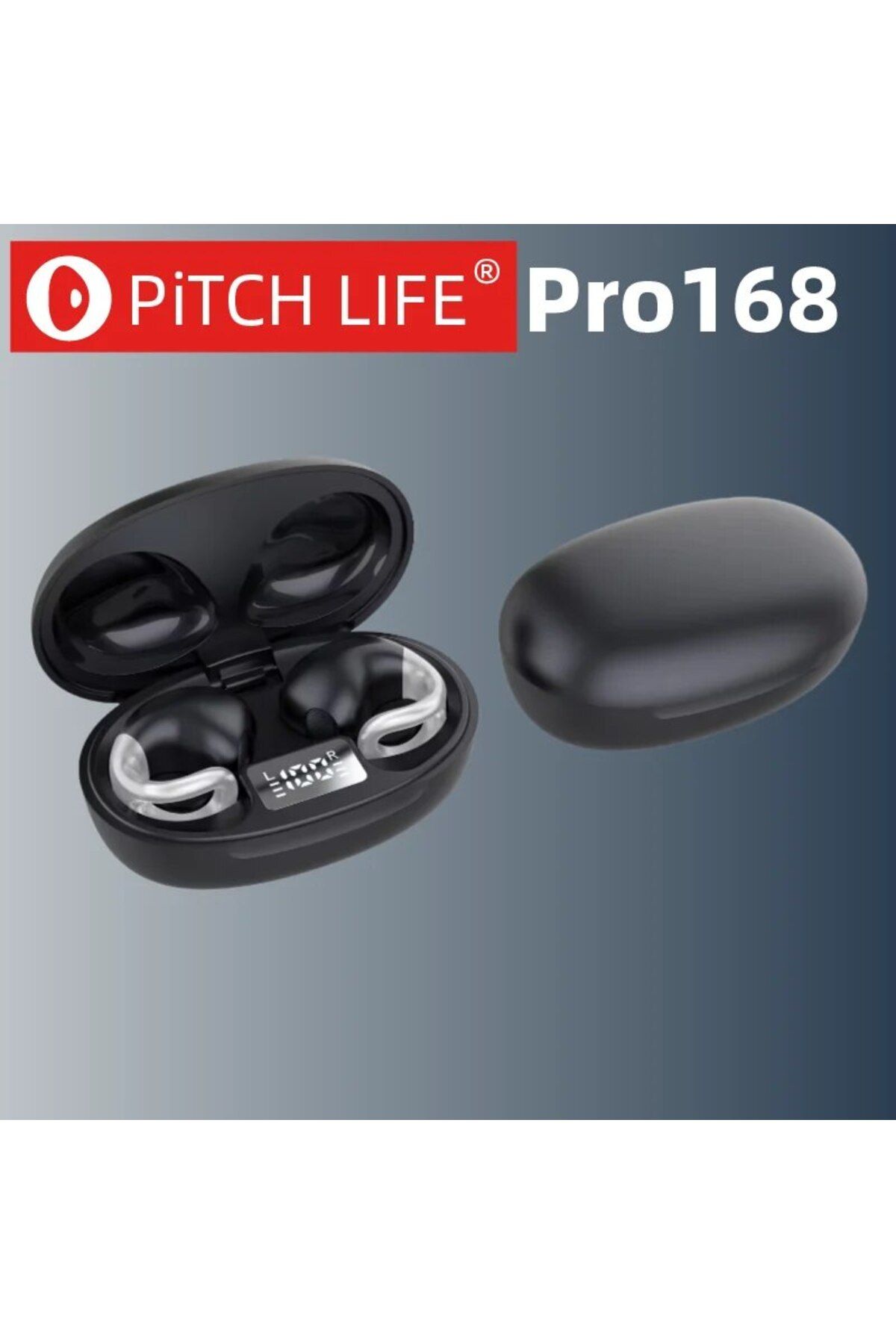 Choice-black Pro168 PiTCHLIFE,Earclip Bluetooth Headset RGB TouchLight,High Quality Earplugs Anti Sweat HD 1