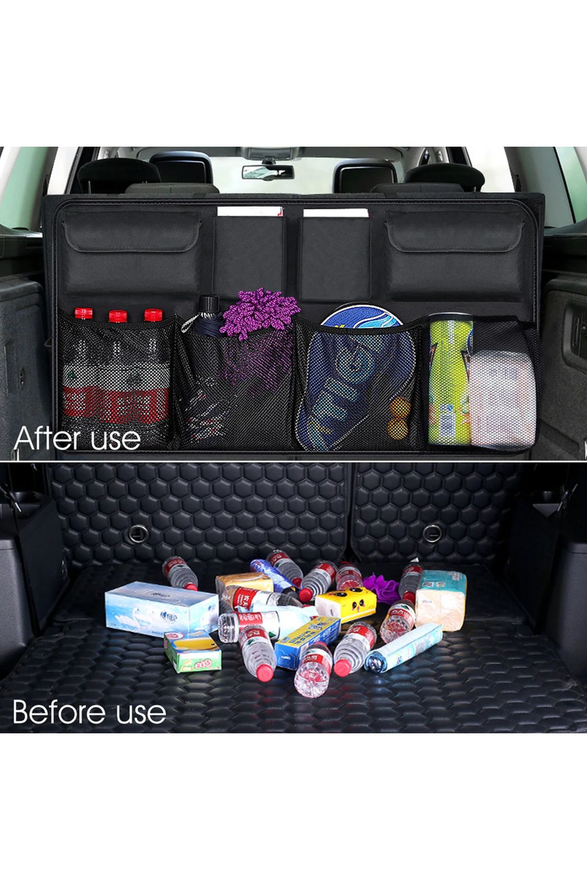 Choice-Universal Car Trunk Organizer Adjustable Backseat Storage Bag Net High Capacity Multi-use Oxford ... 2