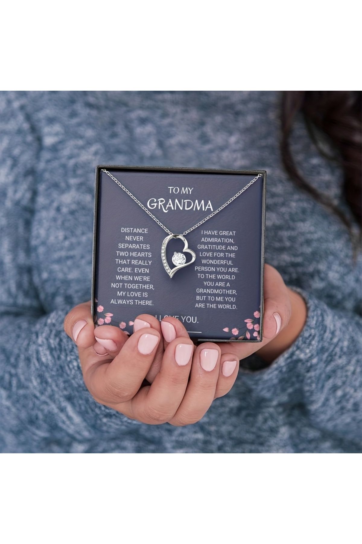Choice-Platinum Plated Grandmother Gifts, Gift For Grandmother, Message Card Jewelry Cubic Zirconia Decor H 3