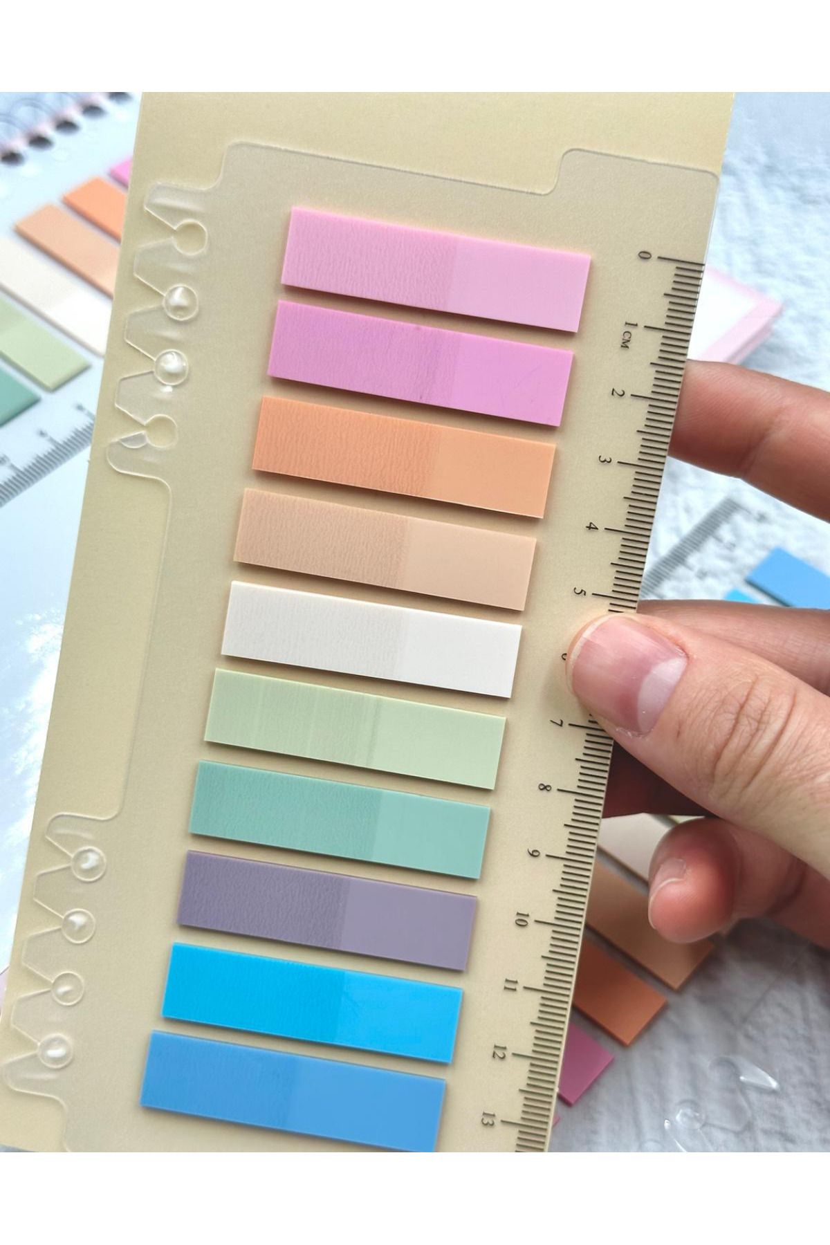 ZeCo Collection-10 Color Ruler Soft Pink Shades Flat Edge Transparent Pet Index Sticker/Index Sticker/Post-it 5