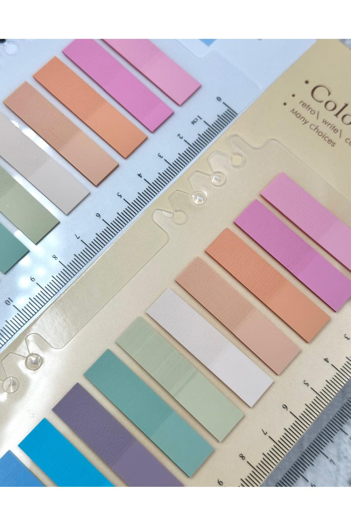 ZeCo Collection-10 Color Ruler Soft Pink Shades Flat Edge Transparent Pet Index Sticker/Index Sticker/Post-it 6