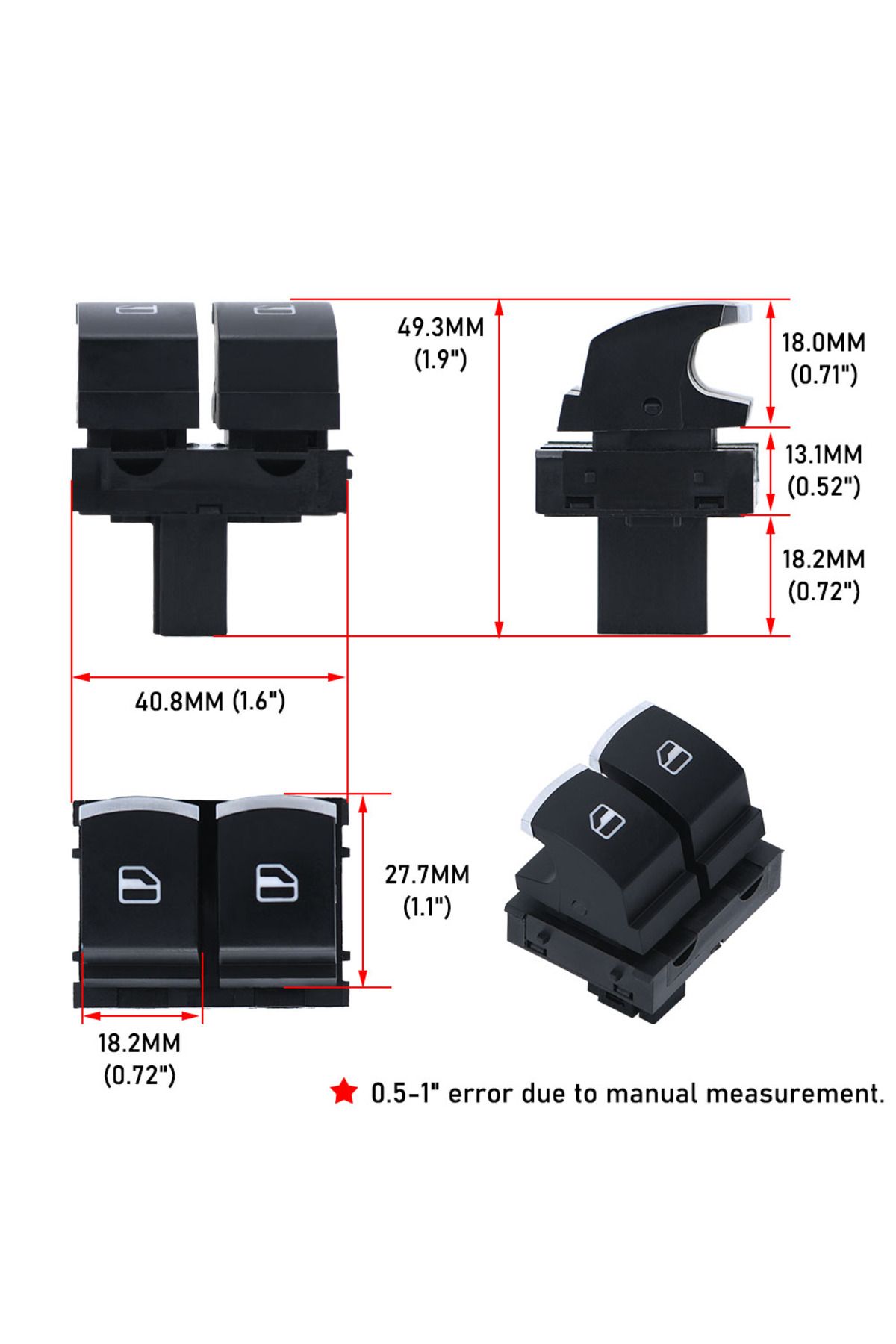 PQY-Window Control Switch Button Driver Side For VW Eos Golf MK5 MK6 GTI 2 Door Scirocco Tiguan Polo ... 6