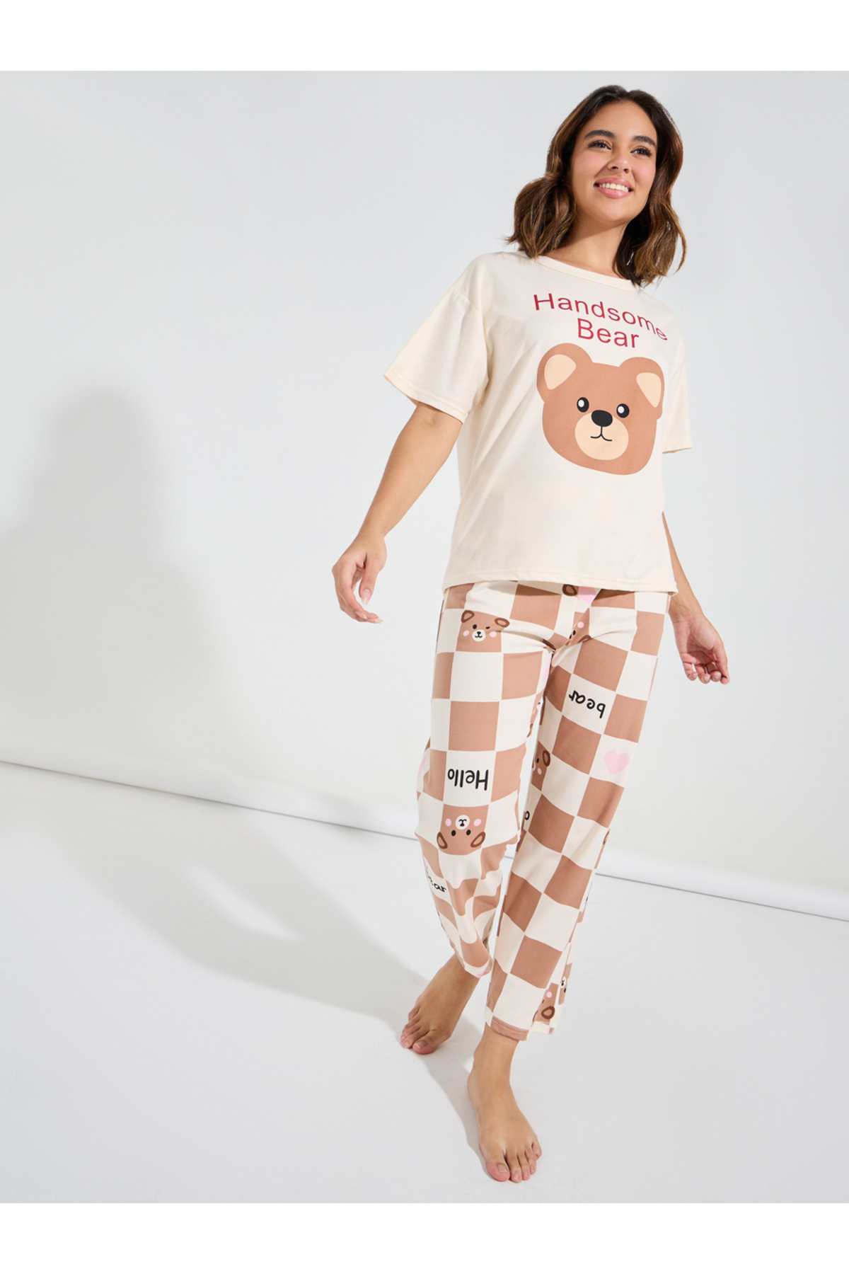 Styli Bear Print T-Shirt & Pyjama Set