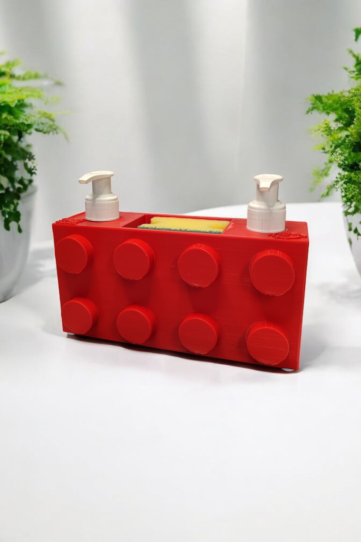 Maflen-Colorful Brick Block Special Design Double Soap Dish and Organizer Set Red 4