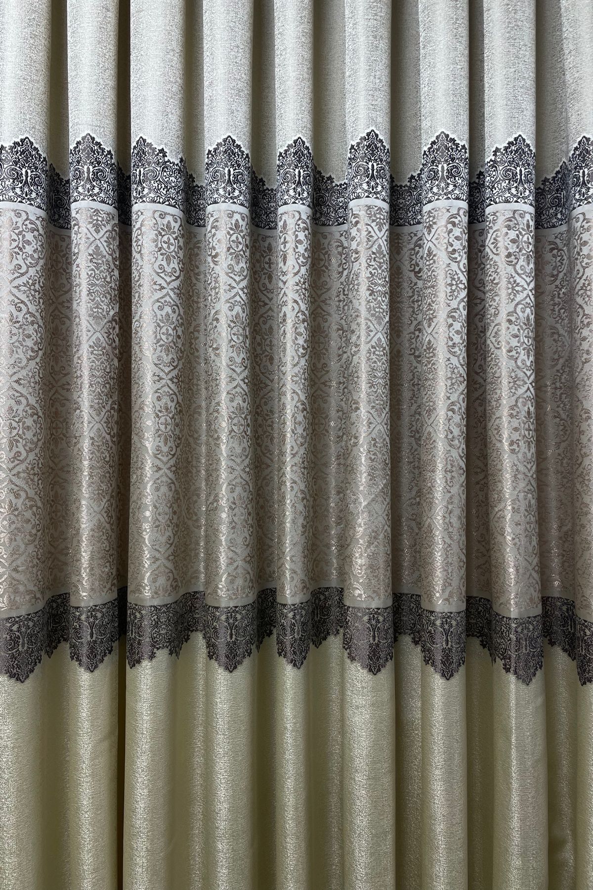 Cortibo-Beige Sapphire 1 to 3 Tight Pleated Panel Background Curtain 2