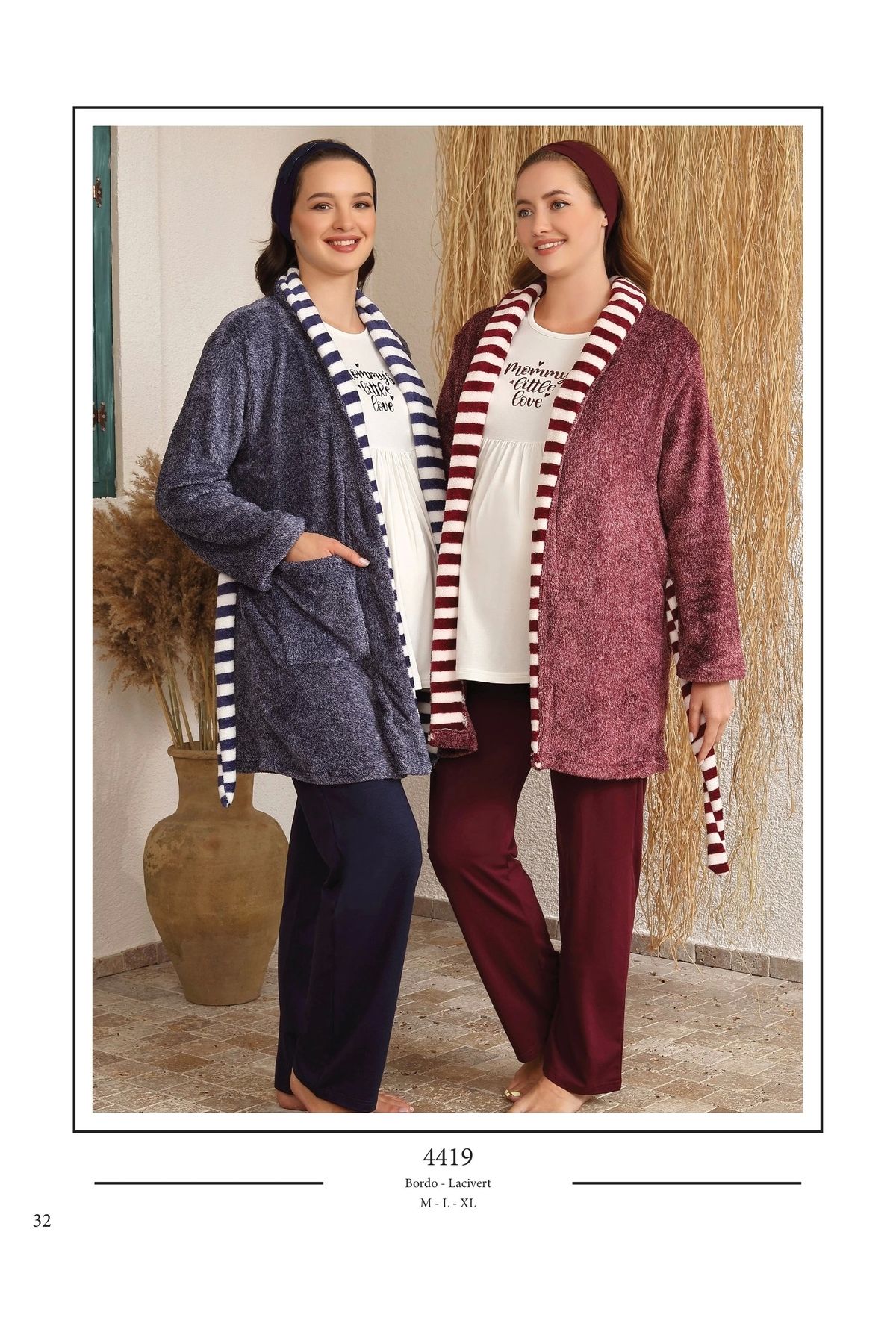 Nemere Ba-Ha 4419 Lohusa Kışlık 3'lü Pijama Takımı