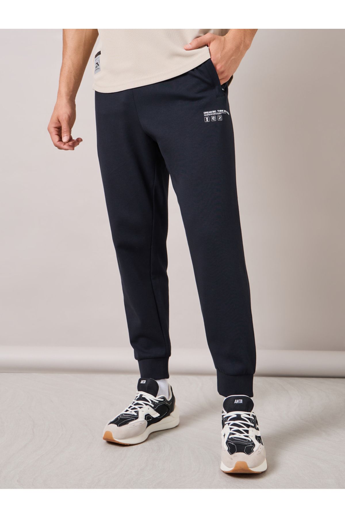 Anta-Slogan Print Knit Jogger with Side Pocket 1