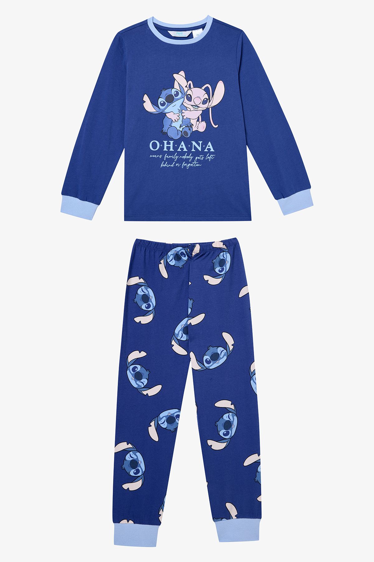 Penti-Unisex Kids Fam Stitch Dark Blue Pajama Set 1