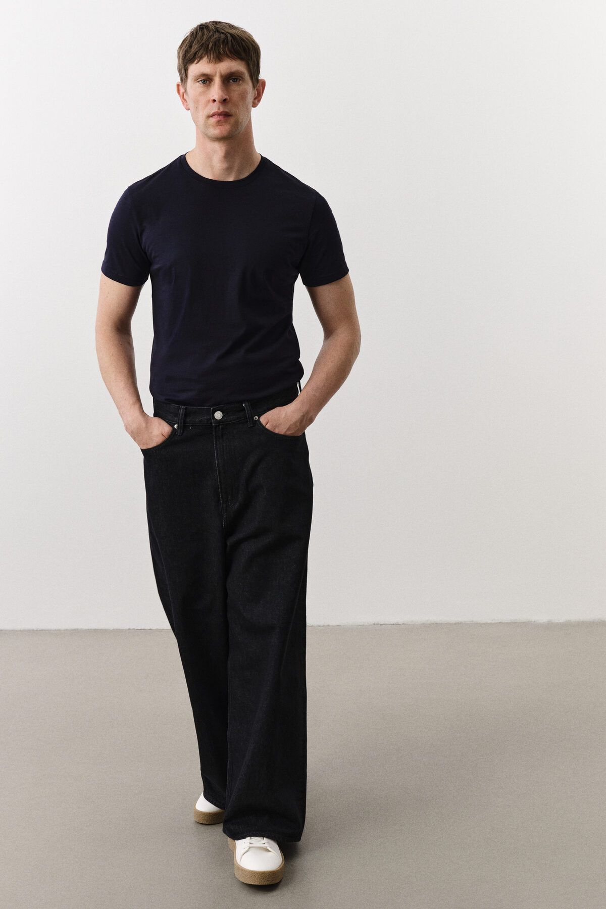 تی شرت آبی مردانه SLIM FIT PIMA T اورجینال H M H&M