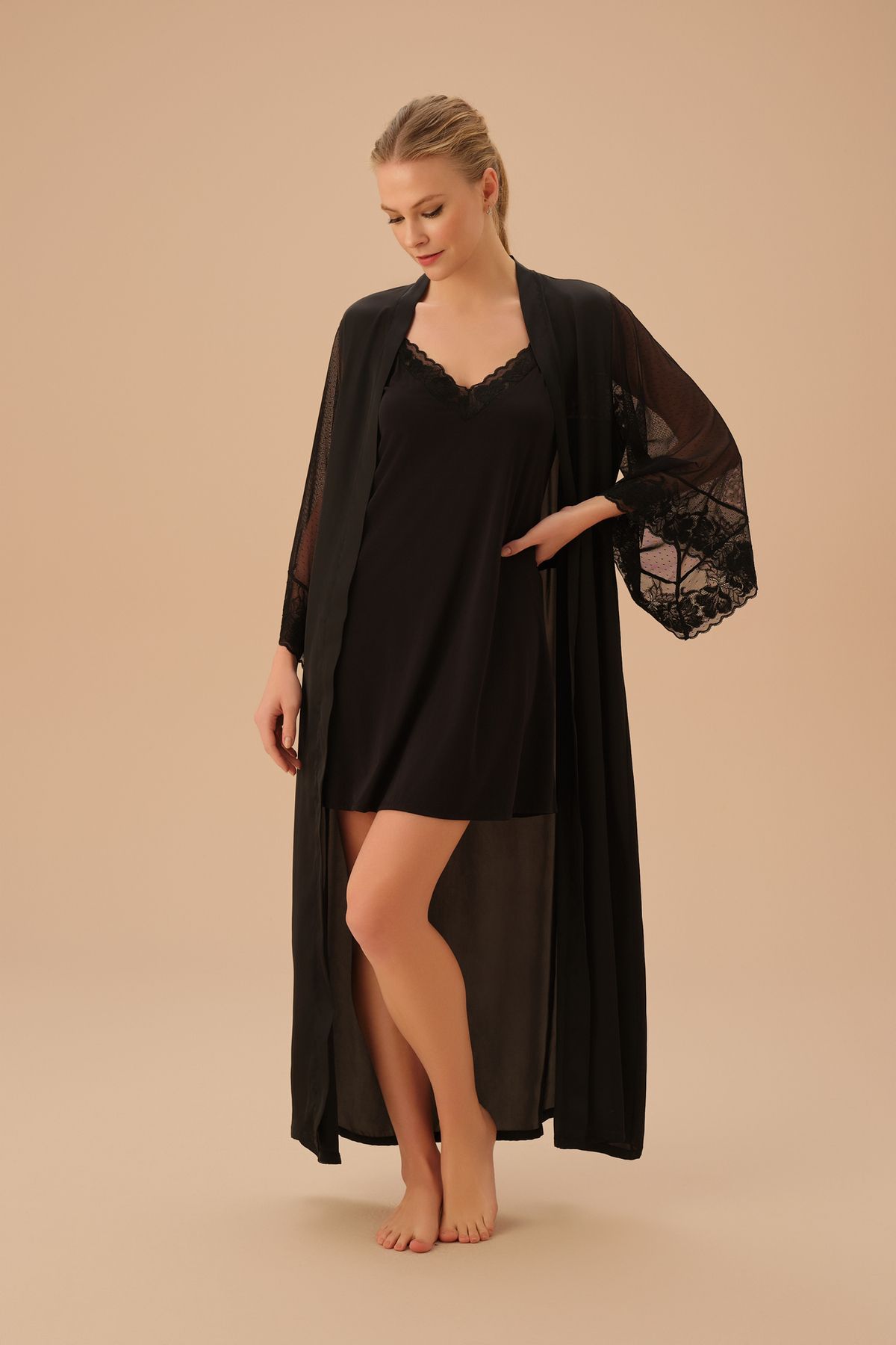 SUWEN-Swan Long Dressing Gown 1