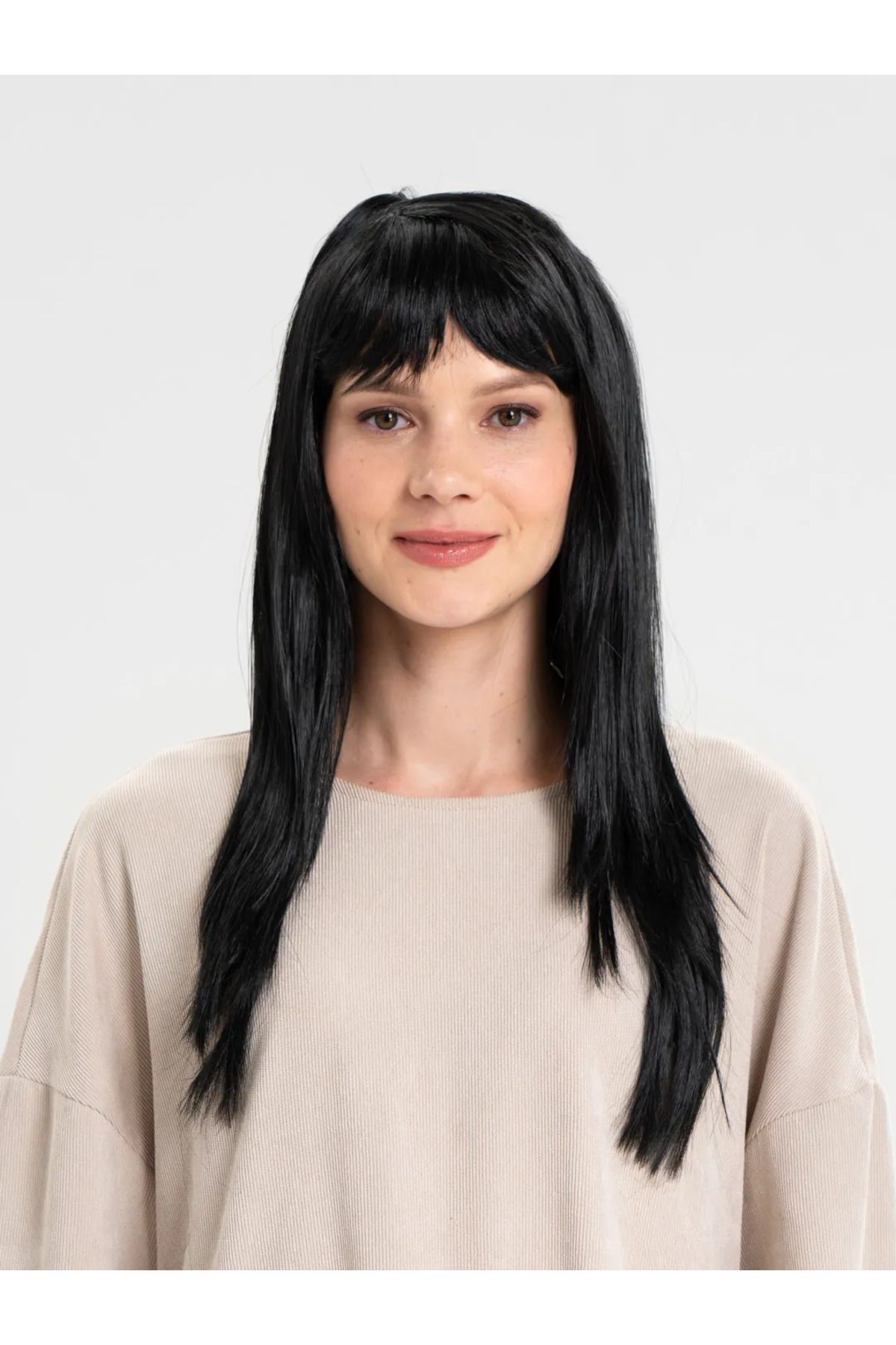 samur parti parti aksesuar & kostüm-Black Color Long Party Wig 1