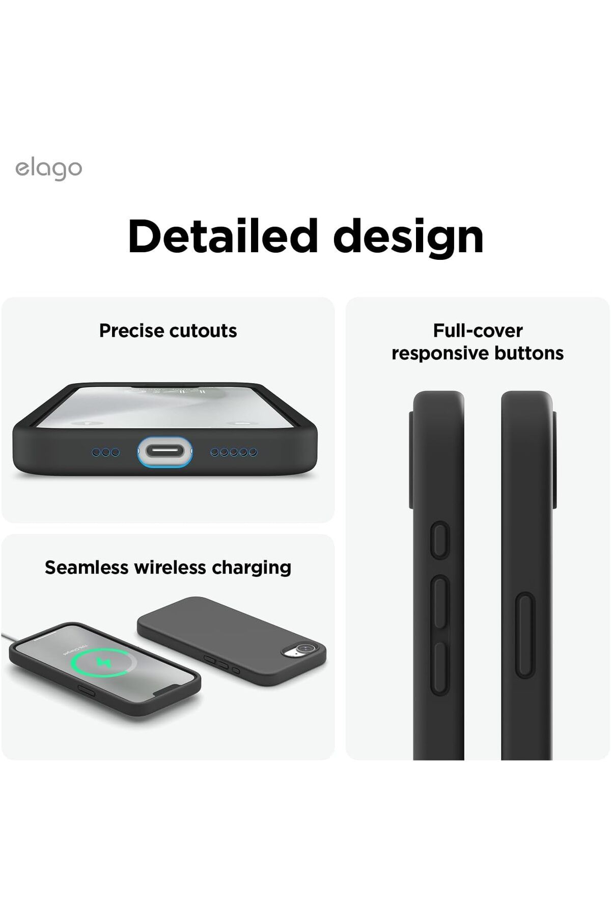 Elago-Magnetic Liquid Silicone for iPhone 16E case cover compatible with MagSafe Shockproof - Black 7