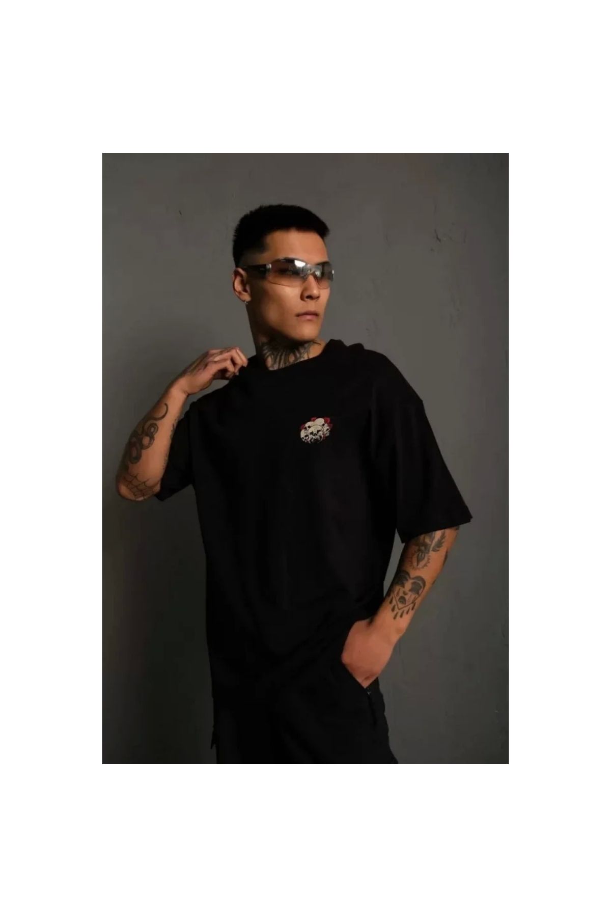 Marsilyan Unisex Bisiklet Yaka Baskılı Oversize TShirt