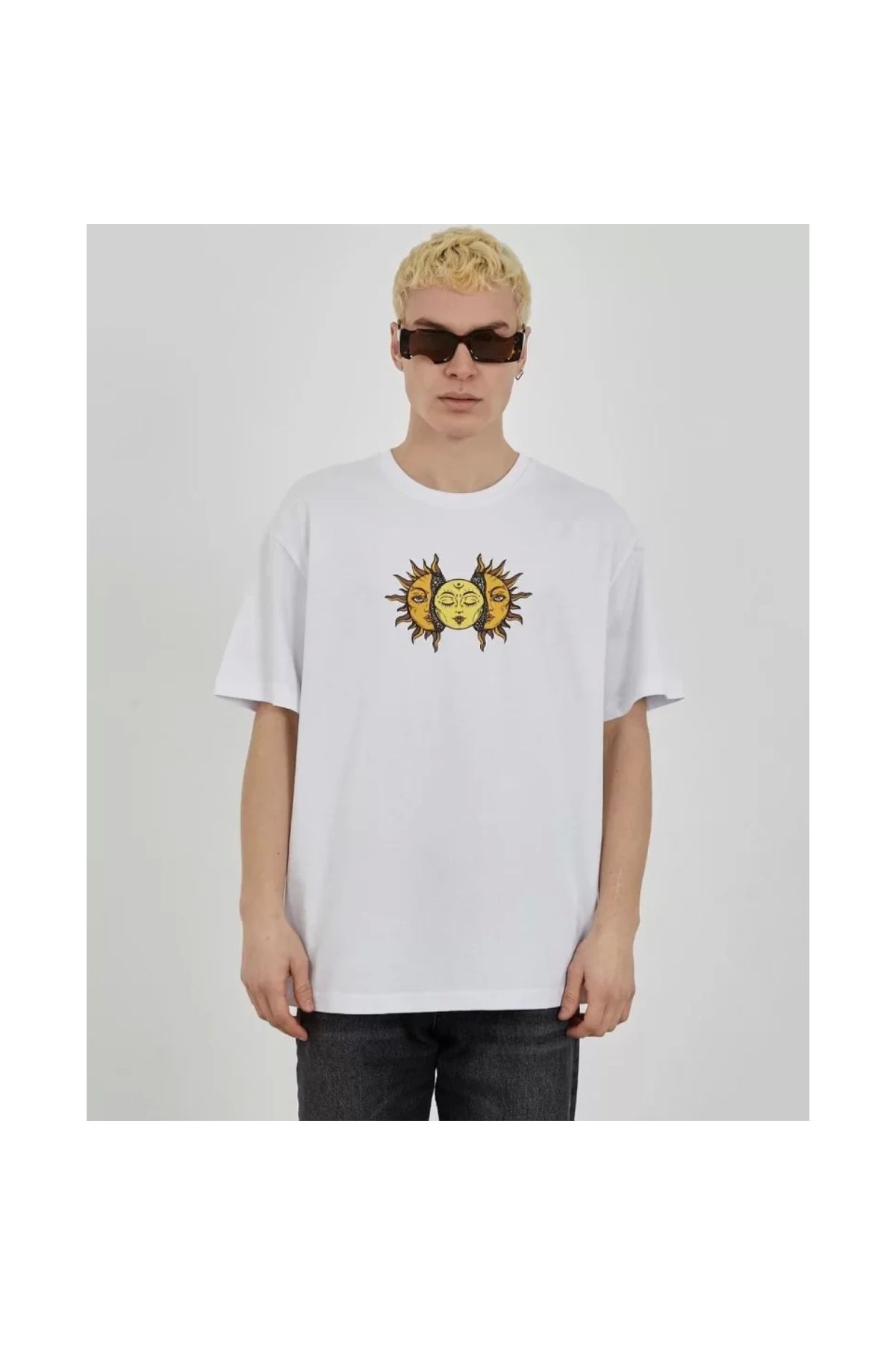 Narnuga Unisex Bisiklet Yaka Baskılı Oversize TShirt