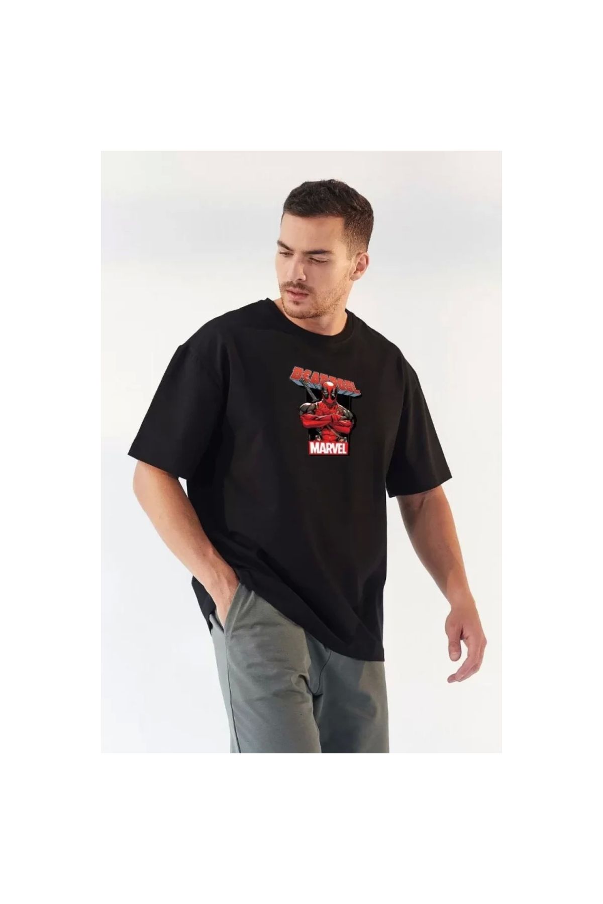Narnuga Unisex Bisiklet Yaka Baskılı Oversize TShirt