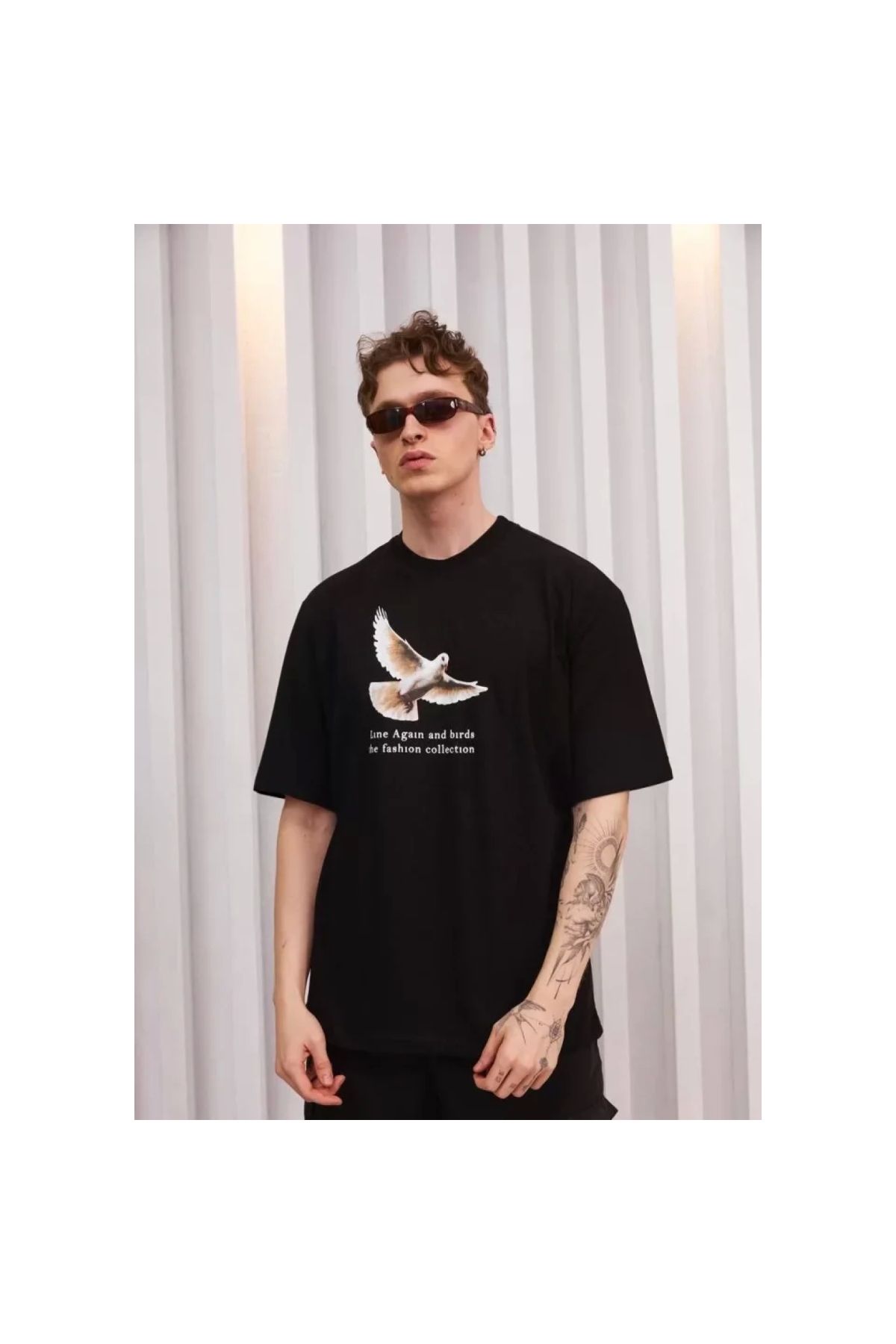 Narnuga Unisex Bisiklet Yaka Baskılı Oversize TShirt