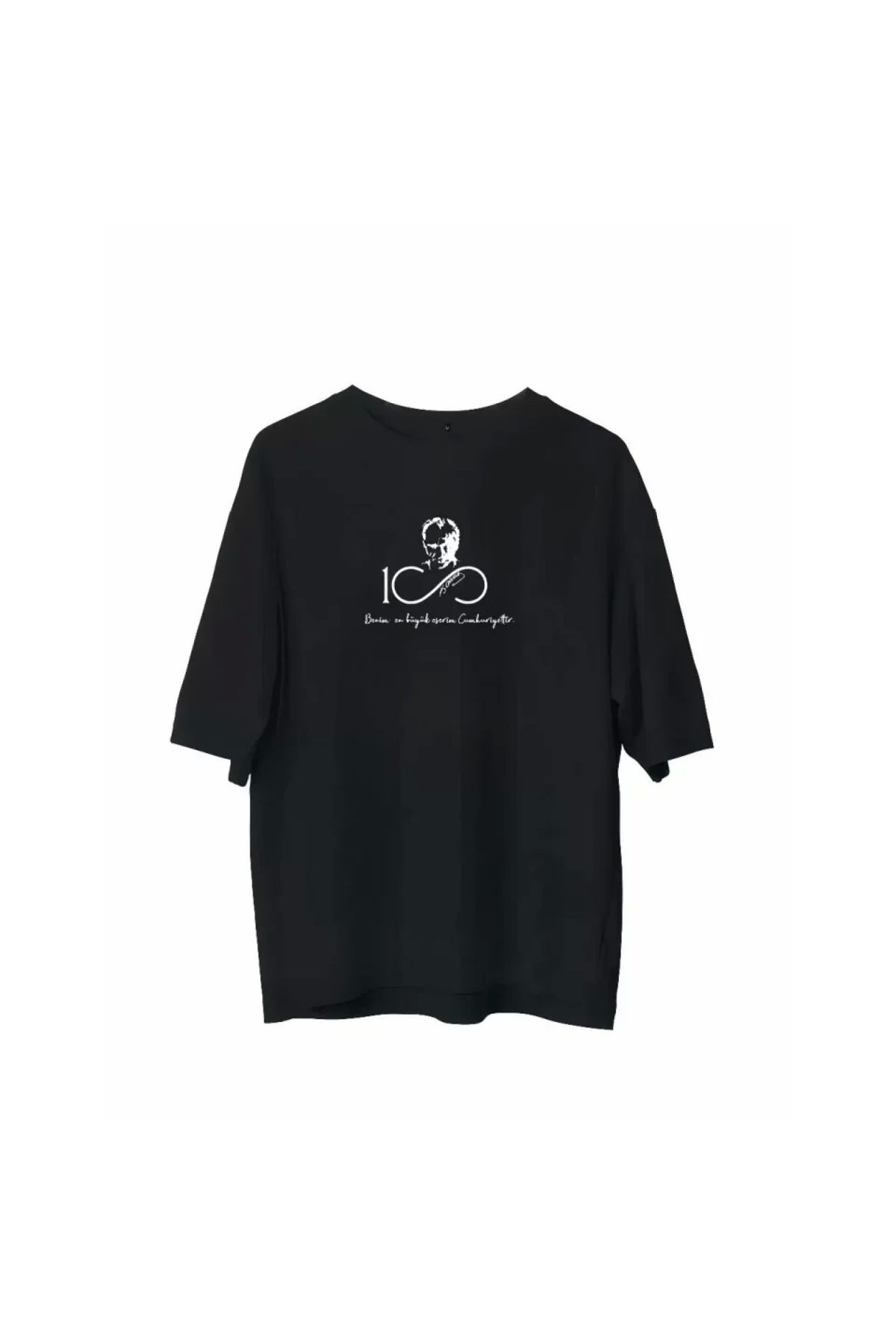 Narnuga Unisex Bisiklet Yaka Baskılı Oversize TShirt