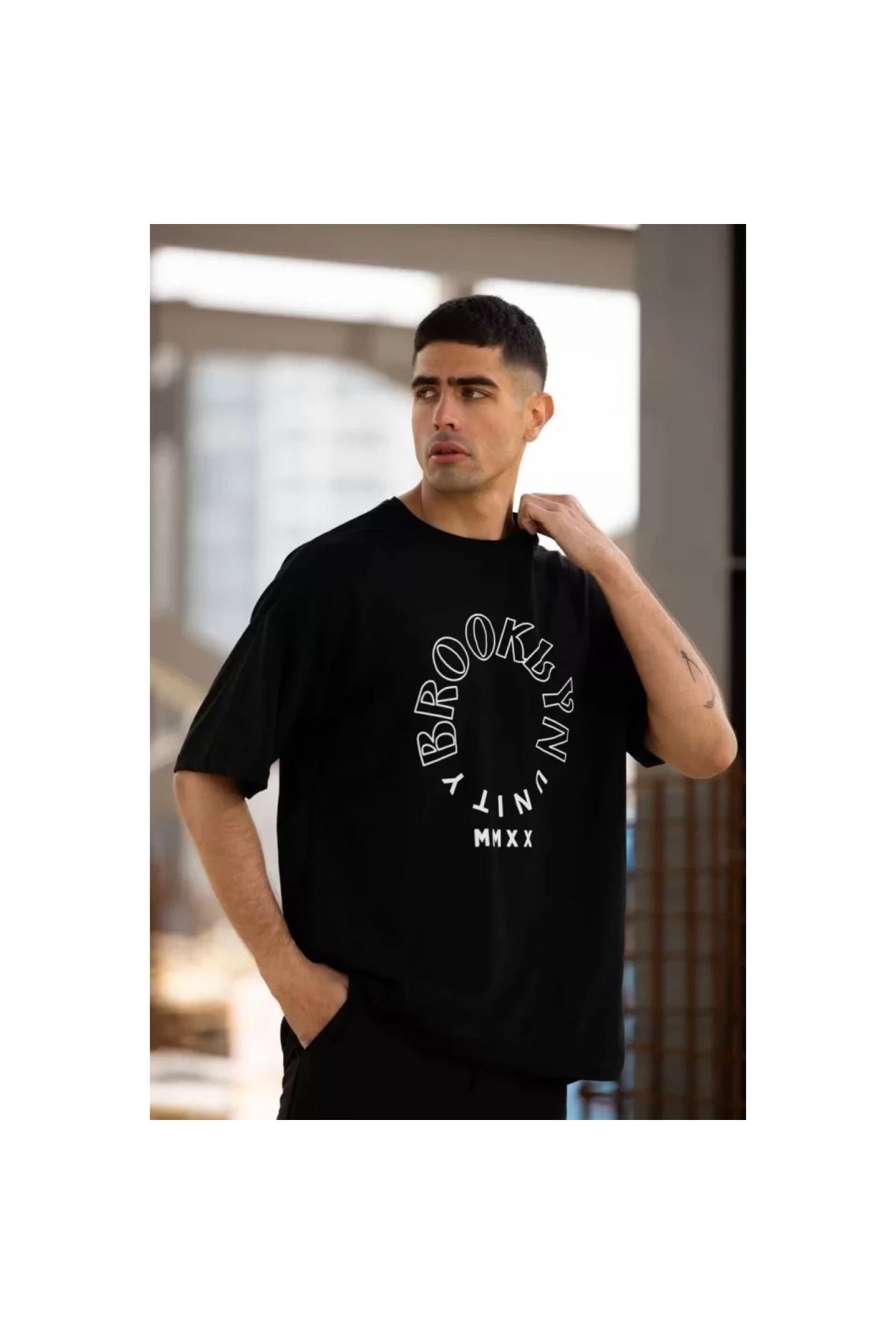 Marsilyan Unisex Bisiklet Yaka Baskılı Oversize TShirt