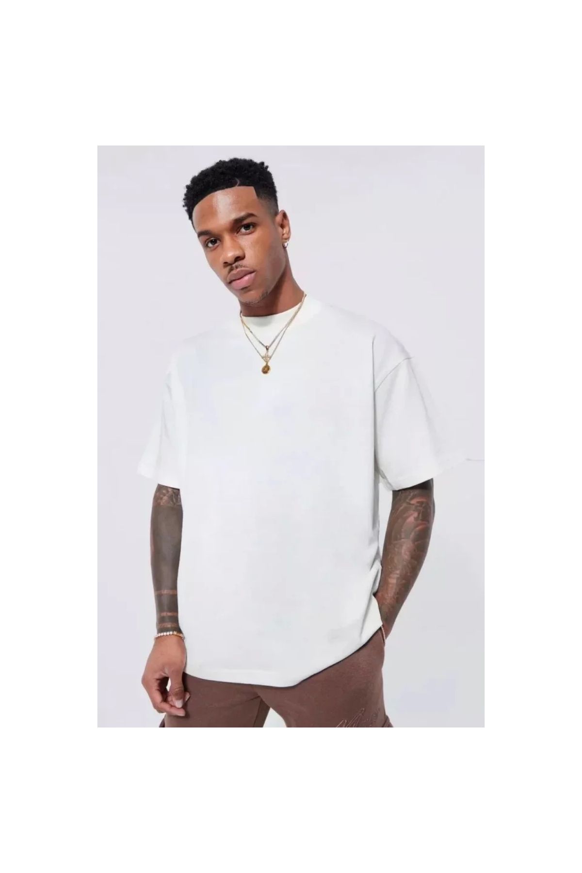 Narnuga Unisex Basic Bisiklet Yaka Oversize TShirt