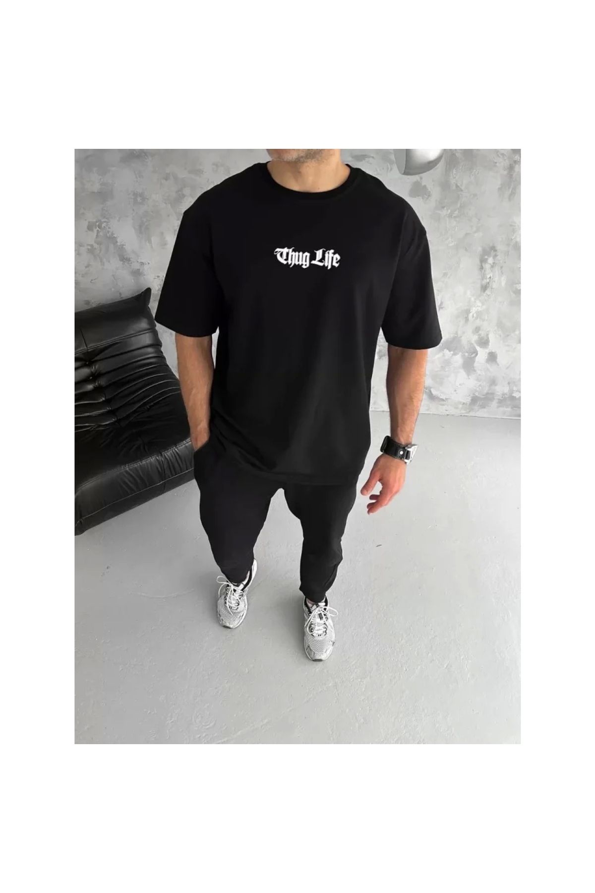 Marsilyan Unisex Bisiklet Yaka Baskılı Oversize TShirt