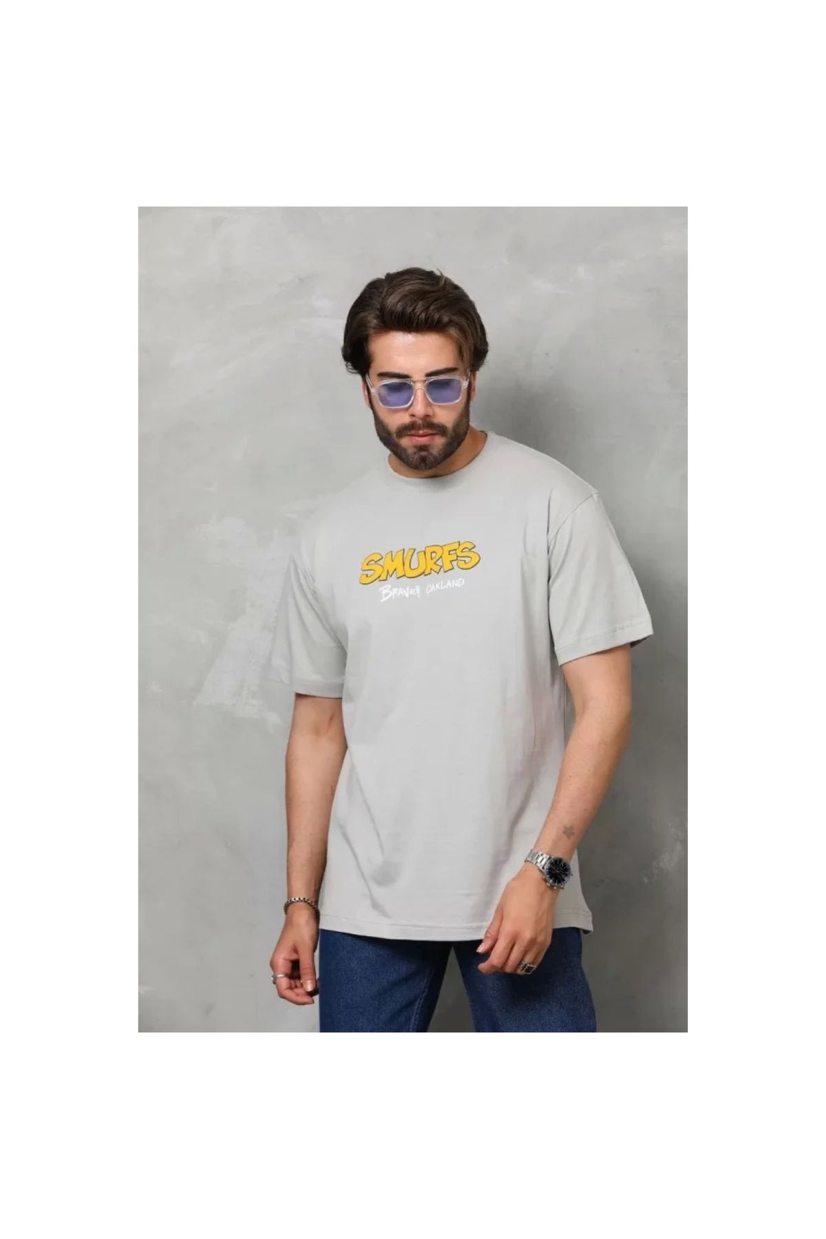 Narnuga Unisex Basic Bisiklet Yaka Oversize TShirt