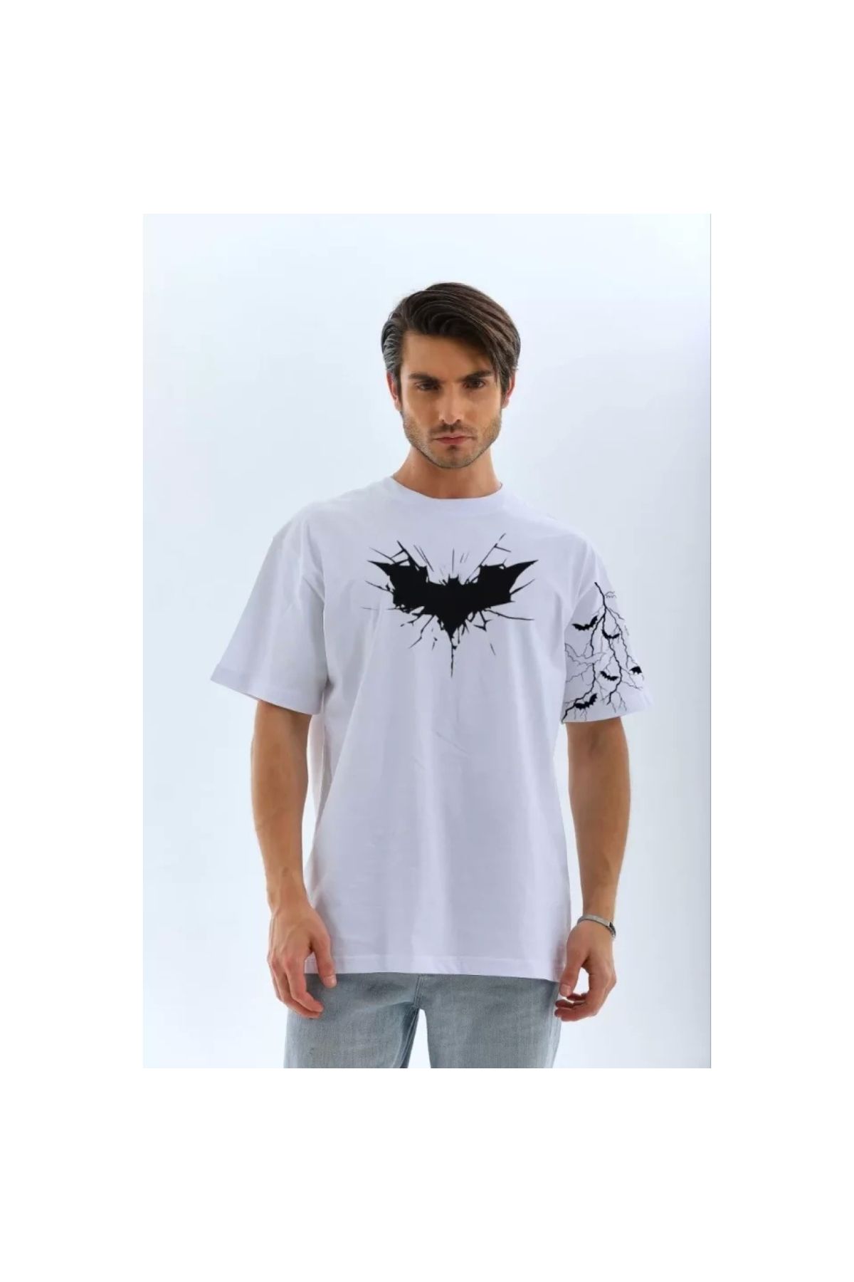Marsilyan Unisex Ön Ve Kol Baskılı Oversize Tshirt