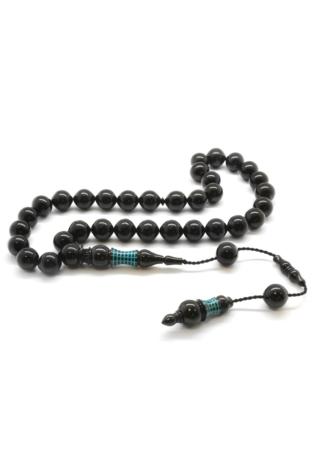 Tesbihane-Erzurum Oltu Turquoise Embroidered Rosary - Istanbul Cut, Worked Imame 101001836 1