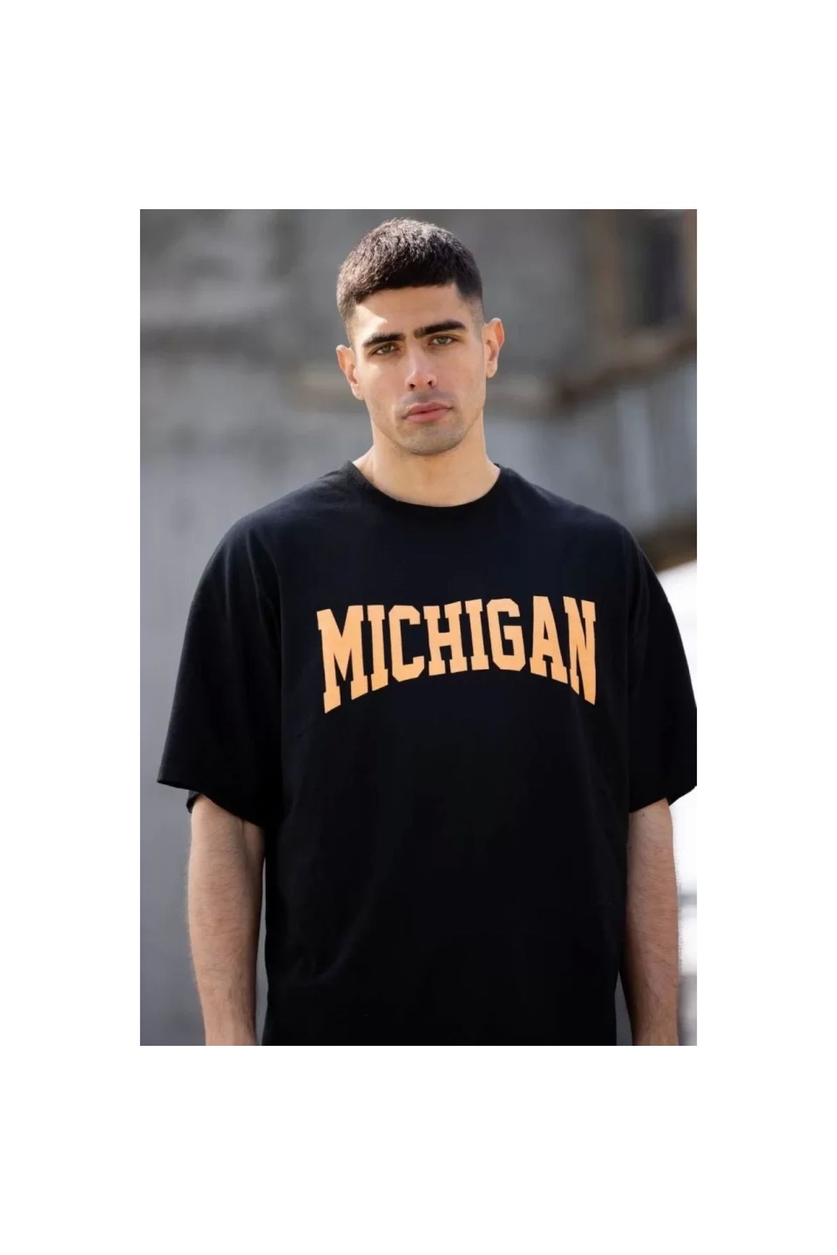 Marsilyan Unisex Bisiklet Yaka Baskılı Oversize TShirt