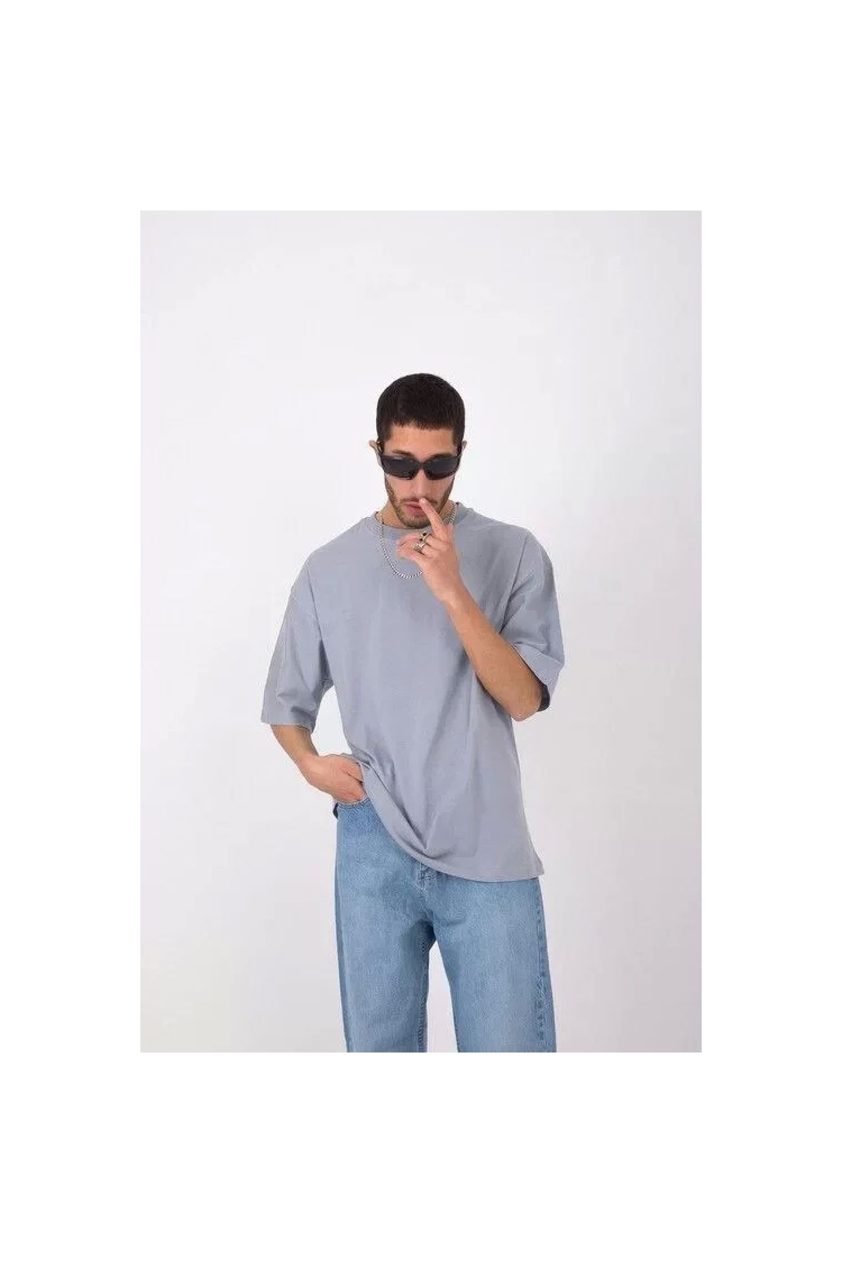 Marsilyan Unisex Basic Bisiklet Yaka Oversize TShirt