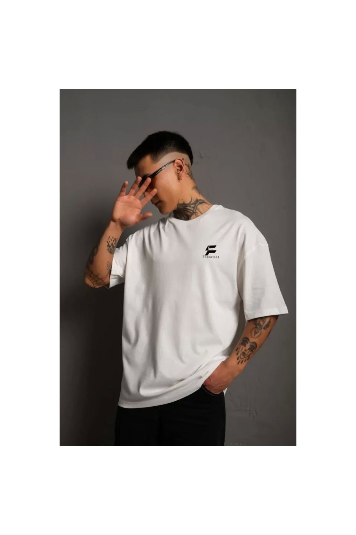 Marsilyan Unisex Bisiklet Yaka Baskılı Oversize TShirt