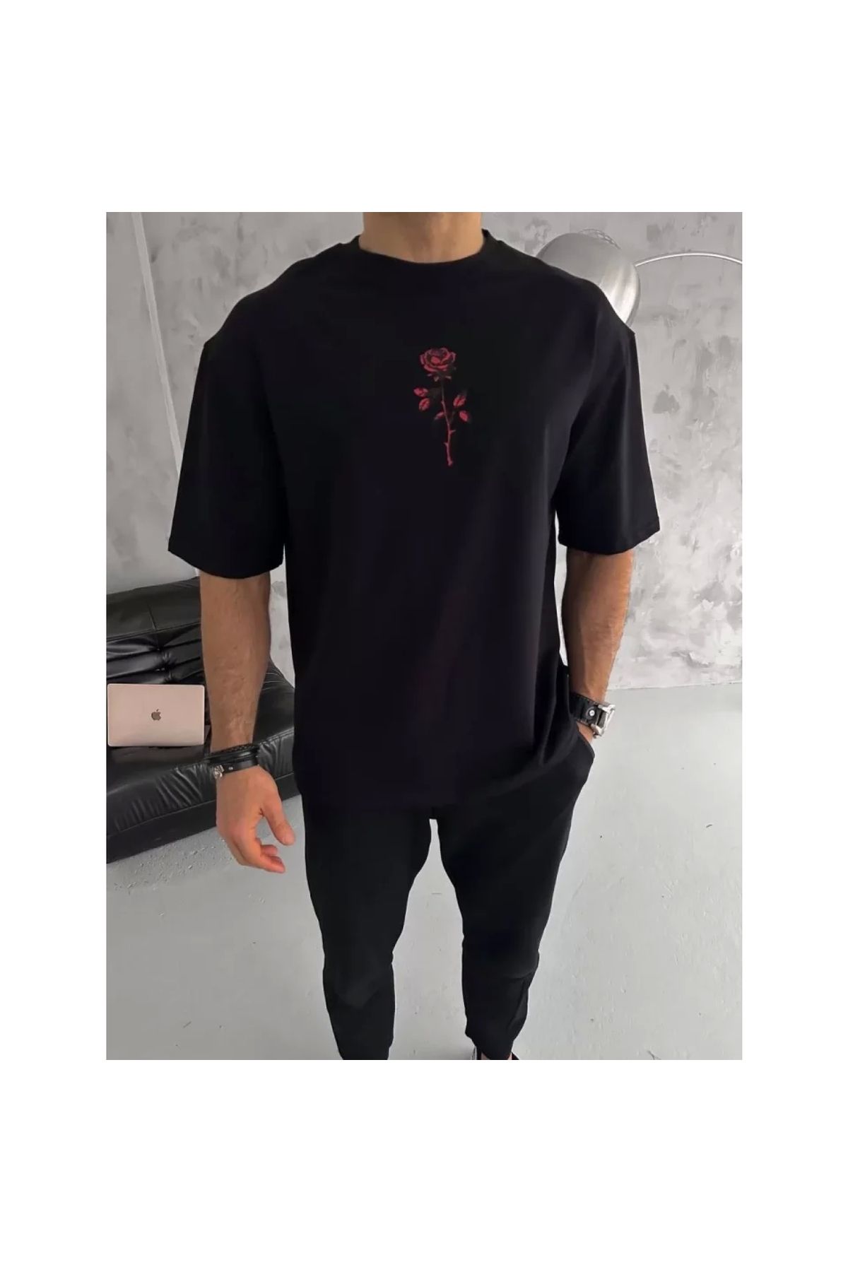Marsilyan Unisex Bisiklet Yaka Baskılı Oversize TShirt