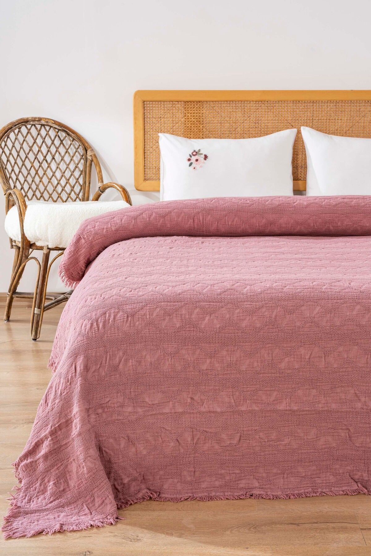 Rivaİstanbul-Felix Rose Embroidered Double Pique Set 4 Piece Sleep & Dowry Set 2