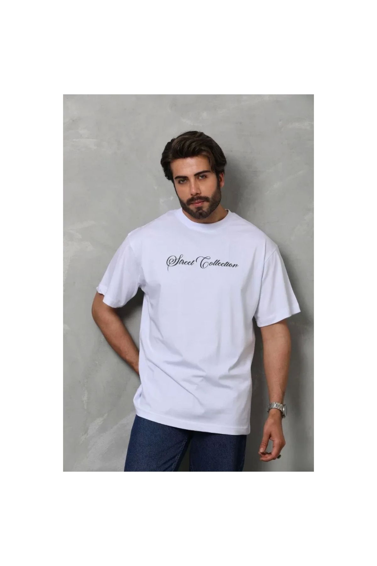 Marsilyan Unisex Bisiklet Yaka Baskılı Oversize TShirt