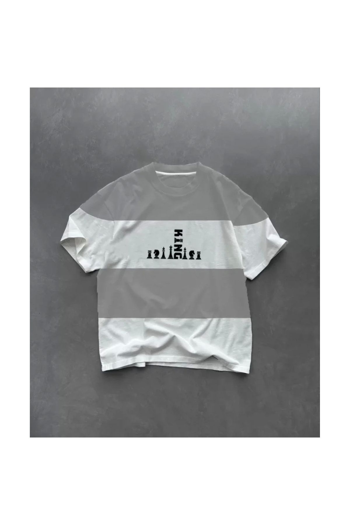 Marsilyan Unisex Bisiklet Yaka Baskılı Parçalı Oversize TShirt