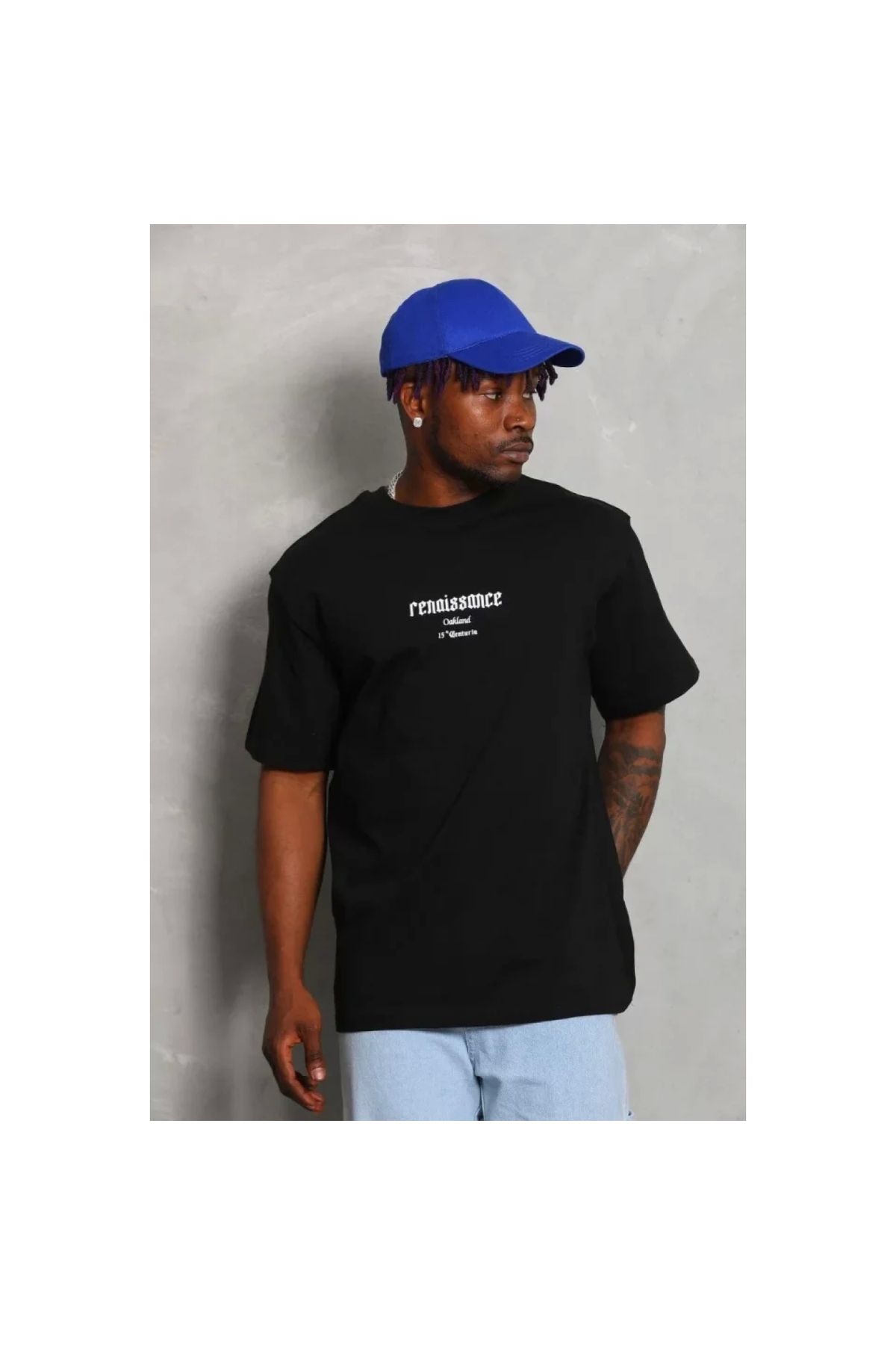 Narnuga Unisex Oversize Baskılı Bisiklet Yaka TShirt