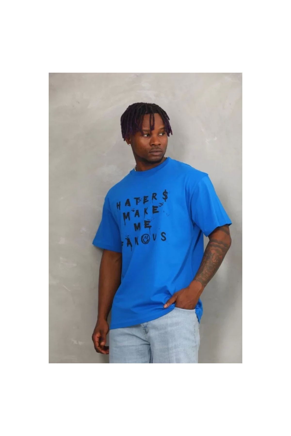 Narnuga Unisex Oversize Baskılı Bisiklet Yaka TShirt