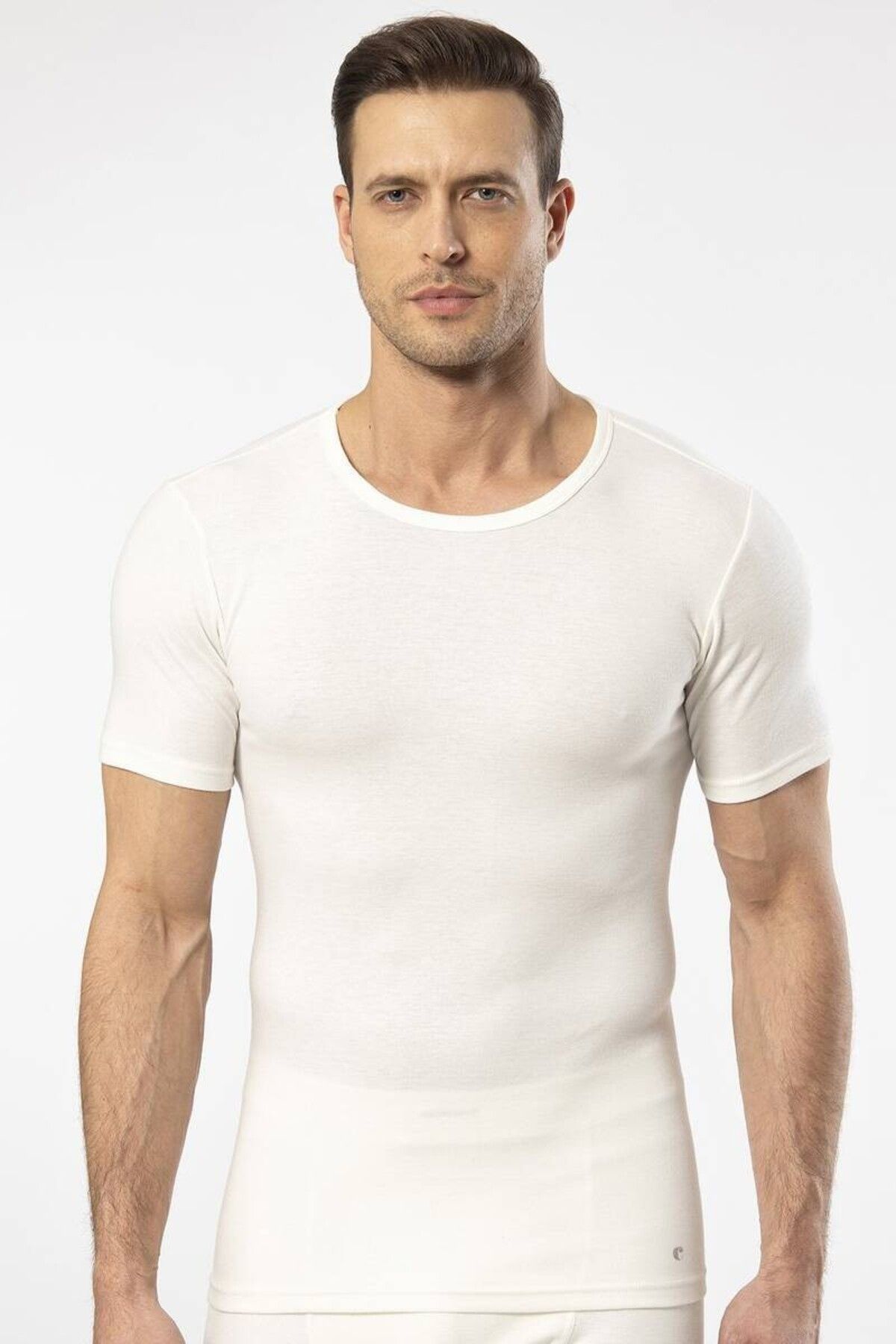 Cacharel-- Thermal Short Sleeve Crew Neck White T-shirt 1