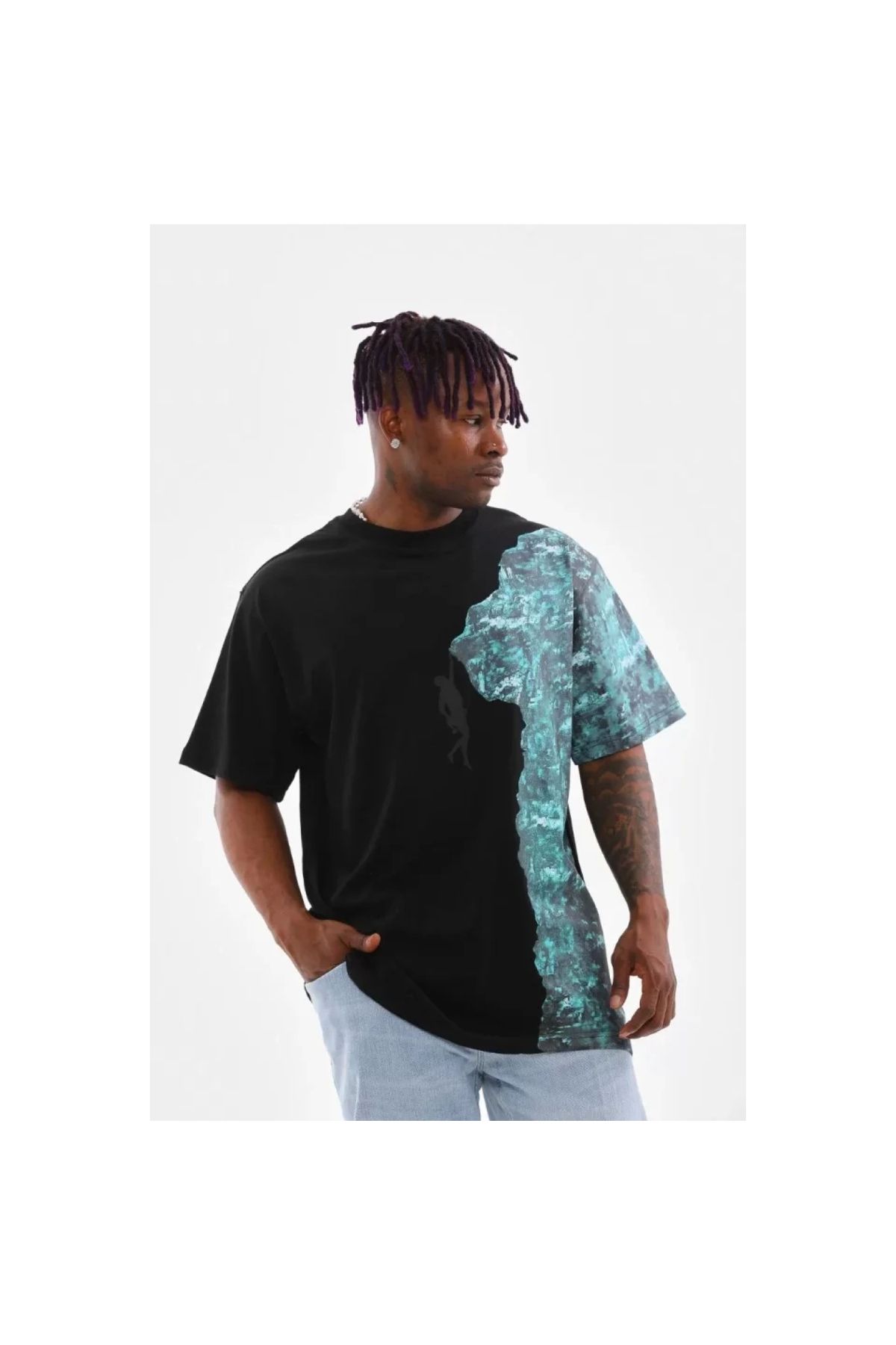 Marsilyan Unisex Bisiklet Yaka Baskılı Oversize TShirt