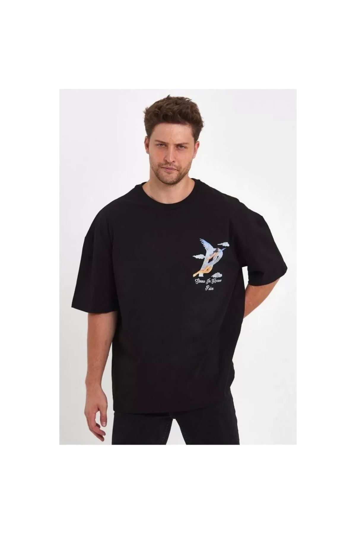 Narnuga Erkek Melek Baskılı Oversize Tshirt